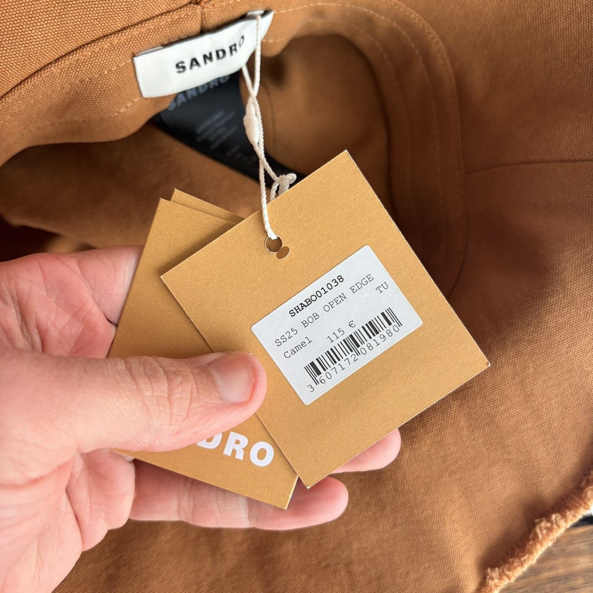 Sandro Sandro raw edge unisex hat - camel Size ONE SIZE - 5 Thumbnail