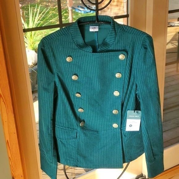 Vintage CAbi Lennon Jacket Legion Teal Green Corduroy Military Style Size M / US 6-8 / IT 42-44 - 1 Thumbnail