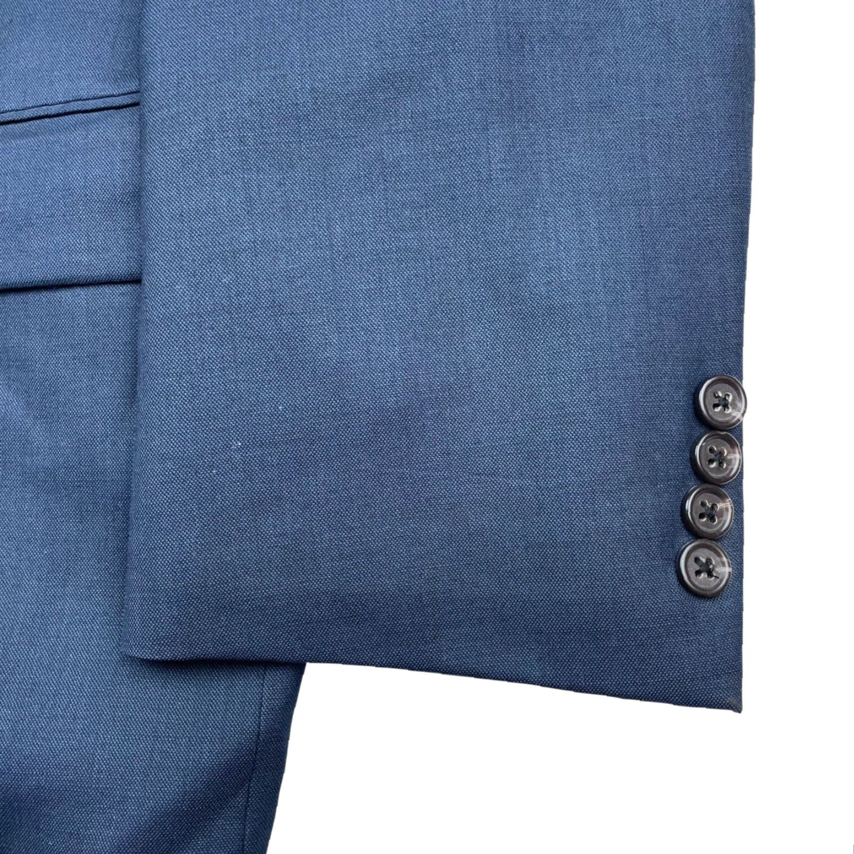 Vintage Hickey Freeman Blazer Men 44 Long Navy Blue Wool 2-Button Notch Single-Breasted 4-Button Cuff 100% Wool Size 44R - 4 Thumbnail