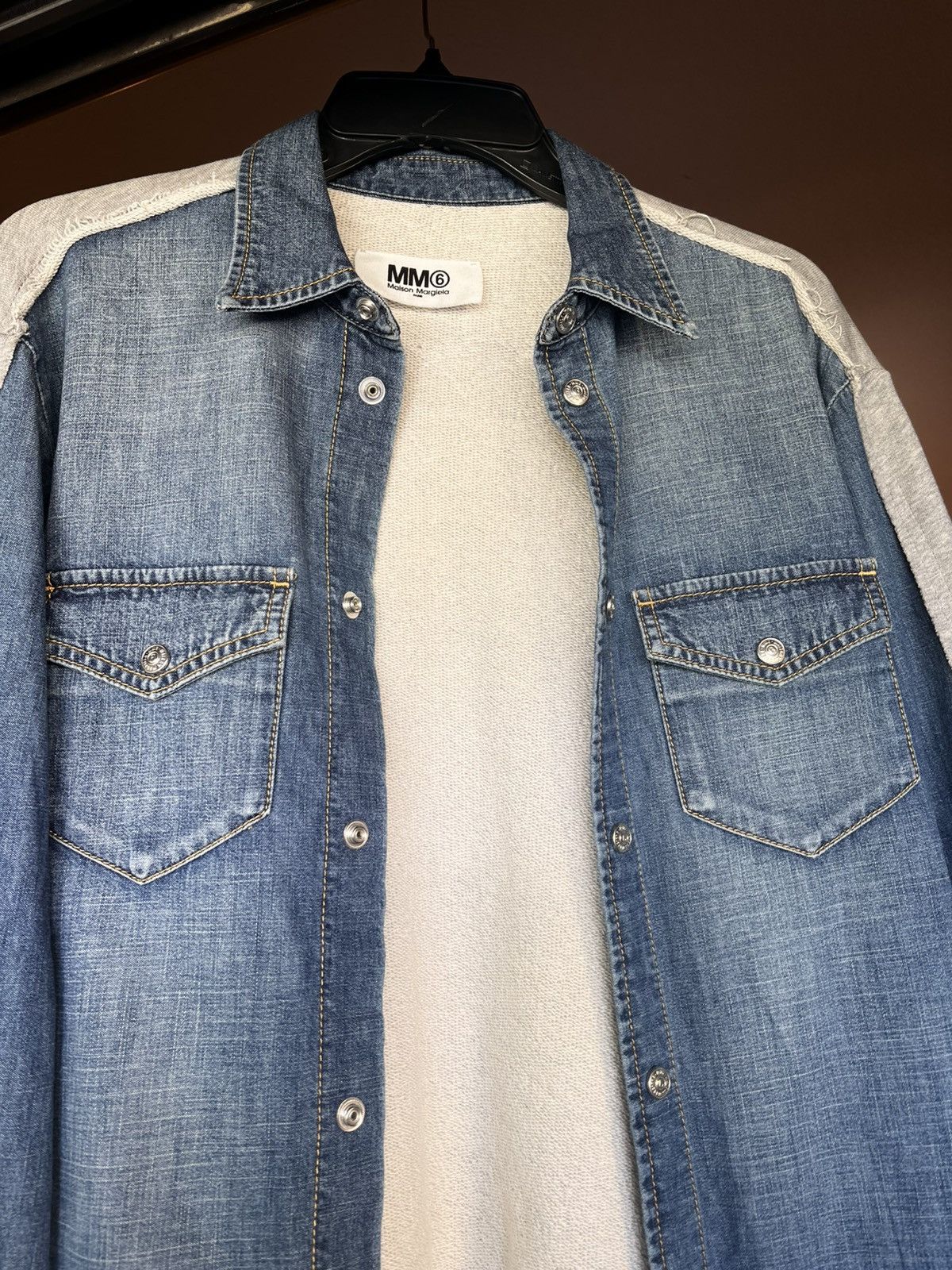 MM6 Maison Margiela MM6 Denim Cotton Sweater Hybrid Shirt Size US L / EU 52-54 / 3 - 1 Thumbnail