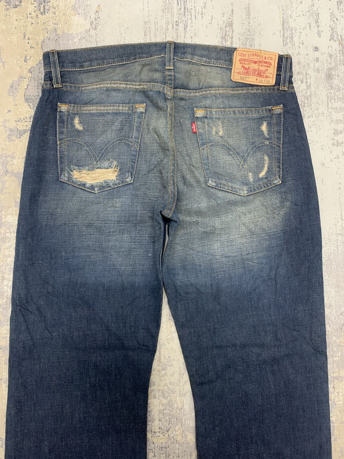 Levi's Vintage Levis 527 Bootcut Distressed Jeans 35x31 Size US 35 - 7 Thumbnail
