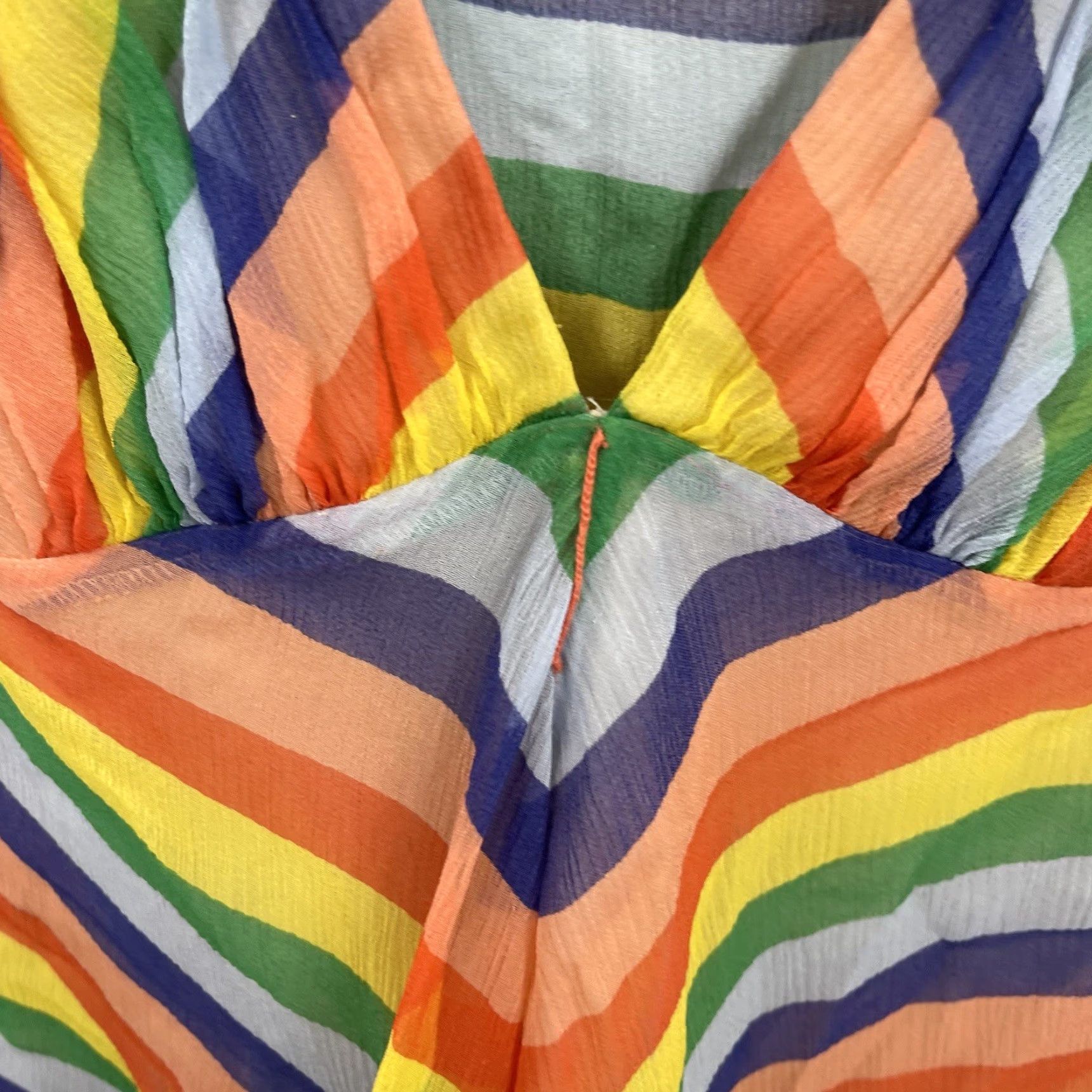 Tibi Tibi Blouse Shirt Women 0 Camisole Spaghetti Strap V-Neck Silk Rainbow Striped Bohemian Colorful Sleeveless Size XS / US 0-2 / IT 36-38 - 6 Thumbnail