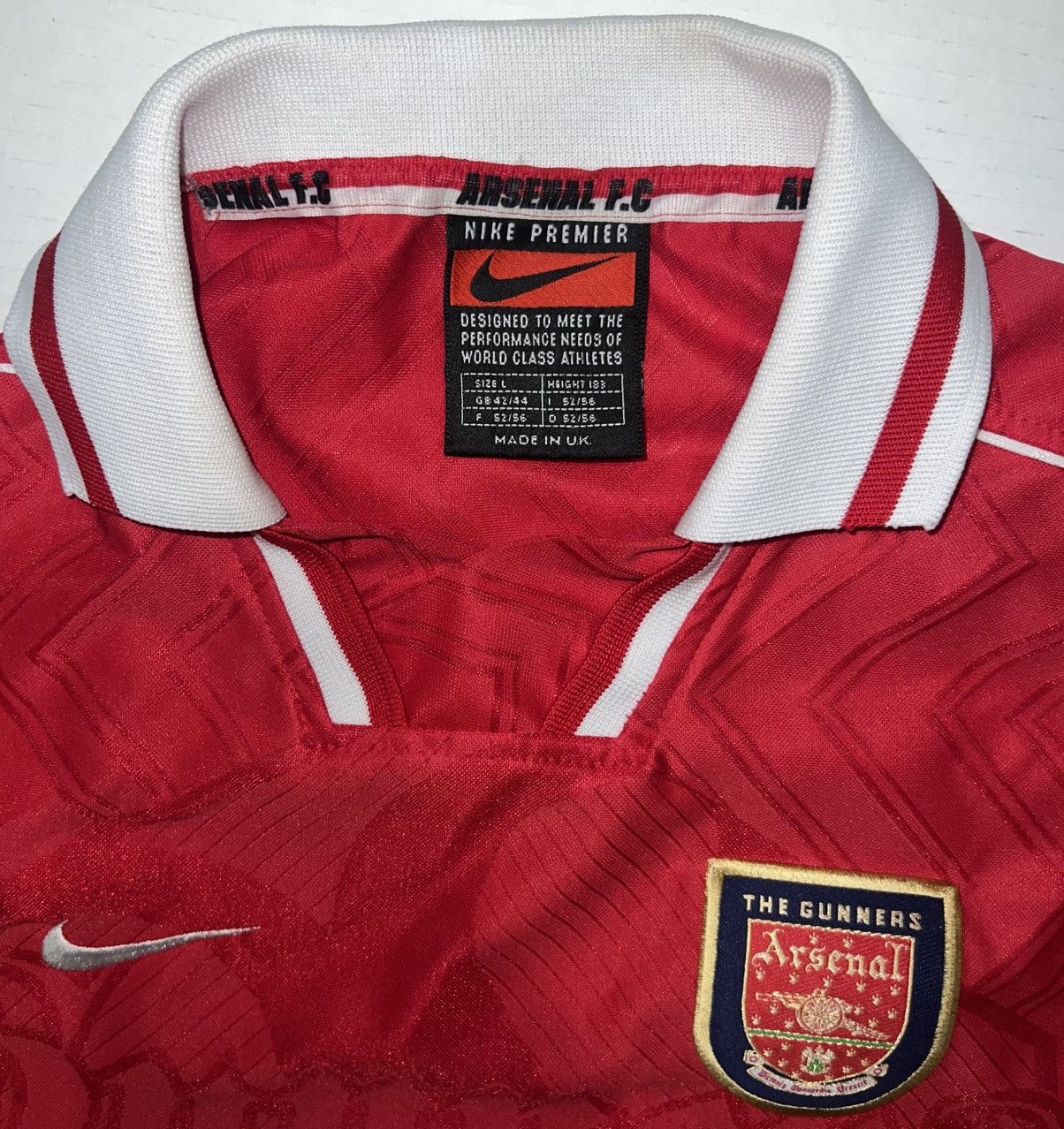 Vintage Arsenal Nike 1996 1997 1998 Home Authentic Jersey L