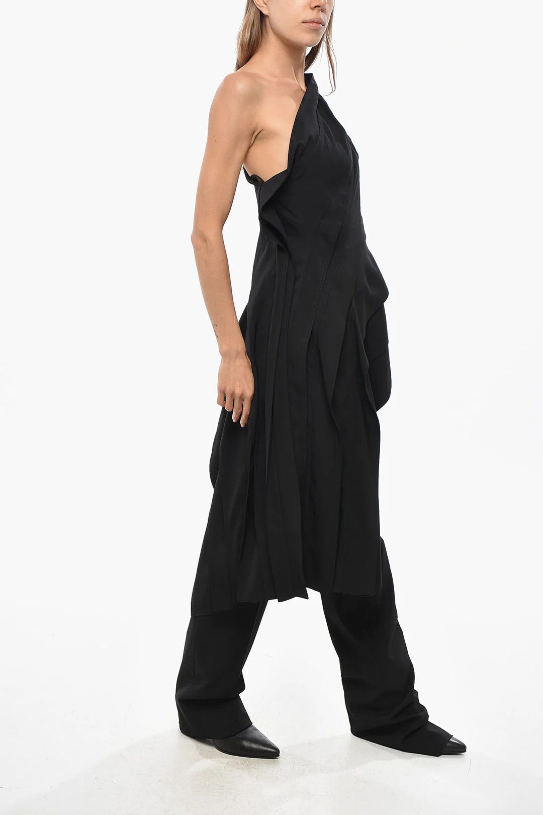 Bottega Veneta og1mm0426 Asymmetric One-Shoulder Top in Black Size M / US 6-8 / IT 42-44 - 3 Thumbnail