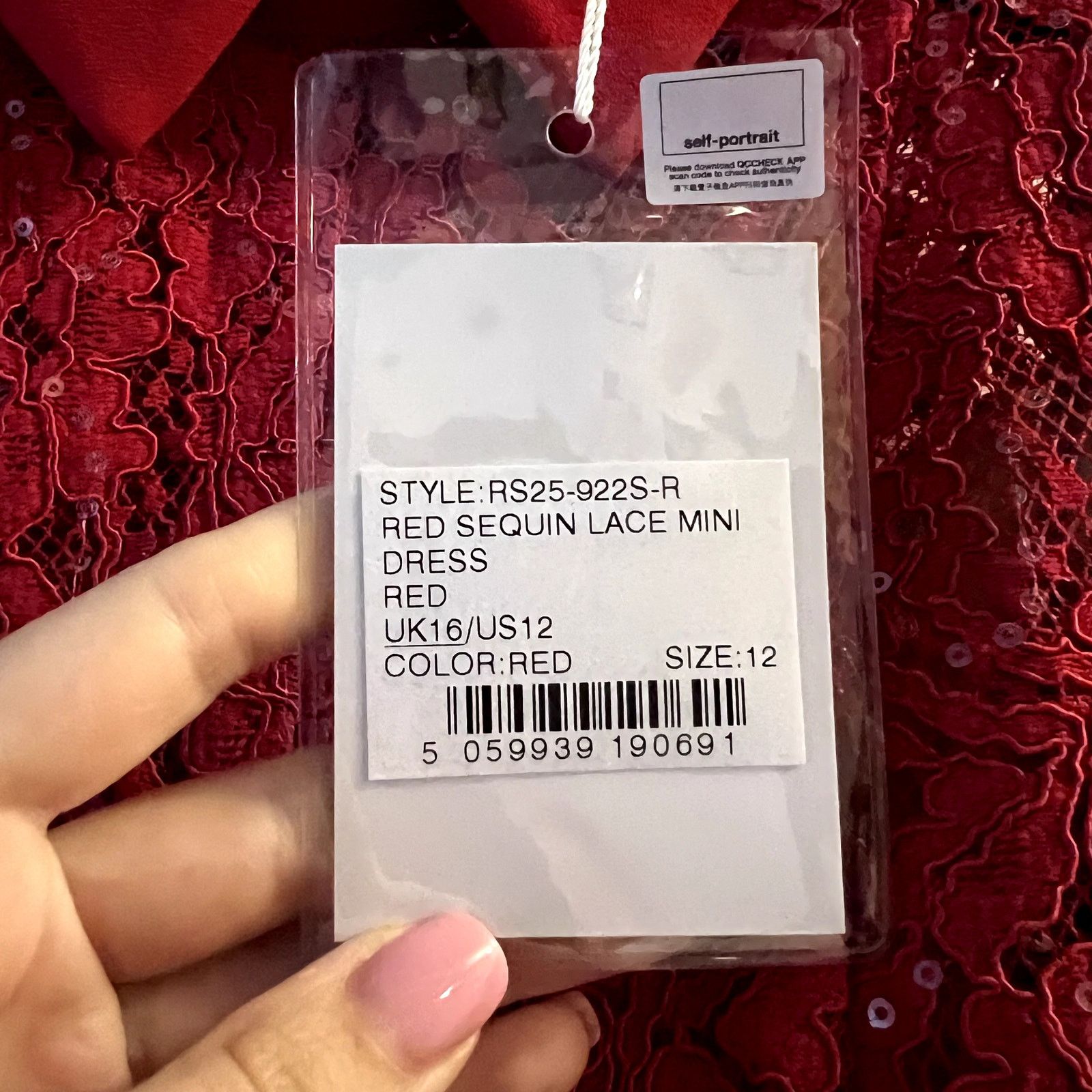 Self-Portrait Women's Red Sequin Lace Mini Dress