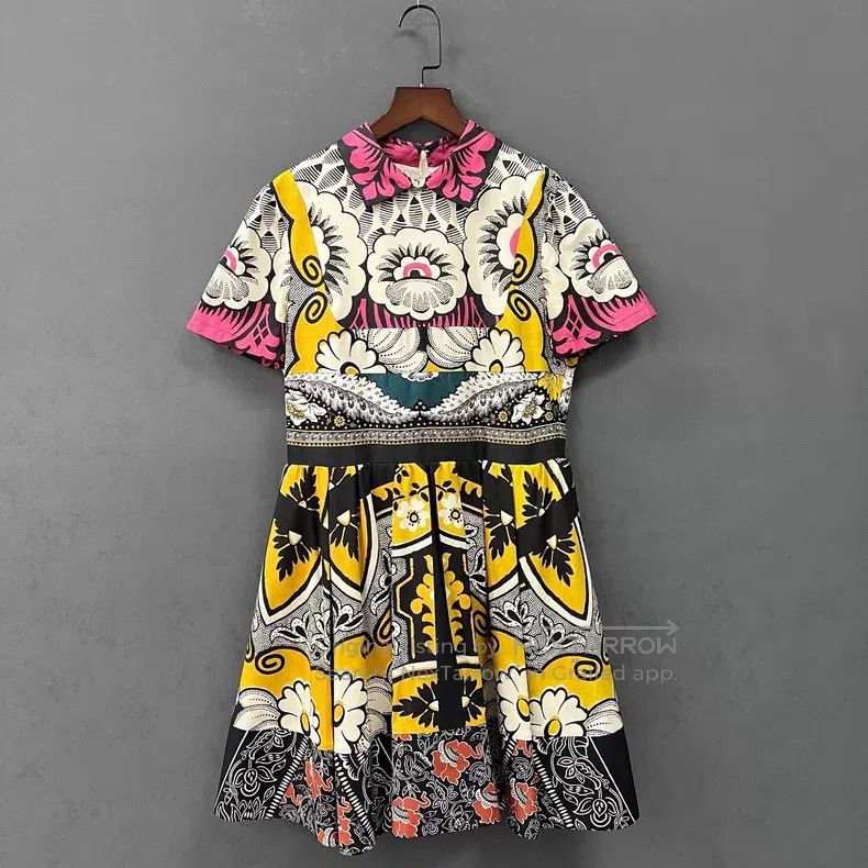 Valentino Valentino Mulberry silk color-blocking pattern dress Size S / US 4 / IT 40 - 1 Thumbnail