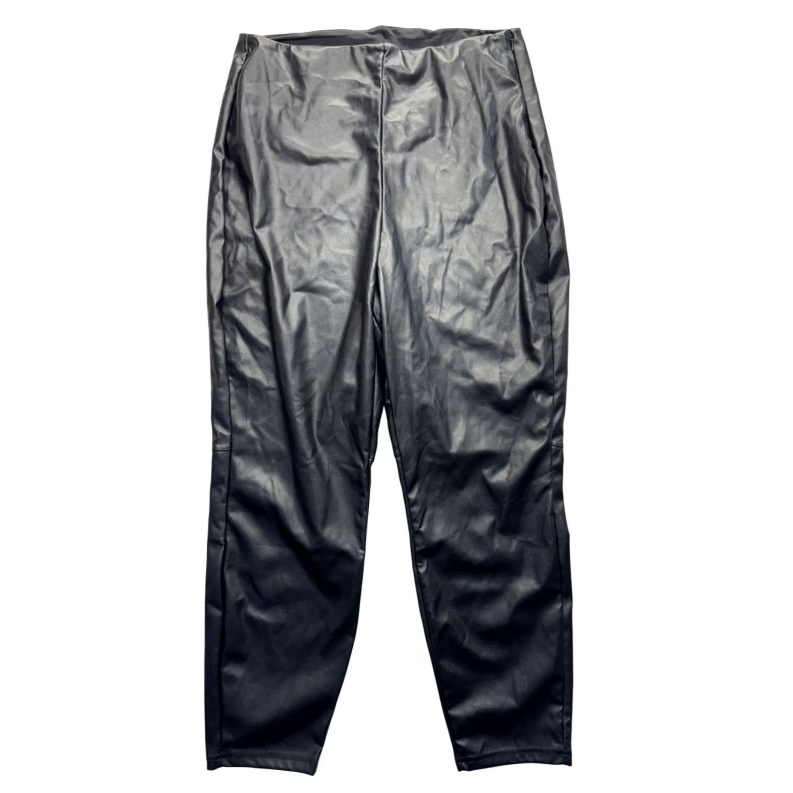 Fabletics Fabletics 2X Black Faux Leather HighRise Pants Stretchy Comfort Women Plus Size 2X Size 40" / US 18 - 2 Thumbnail