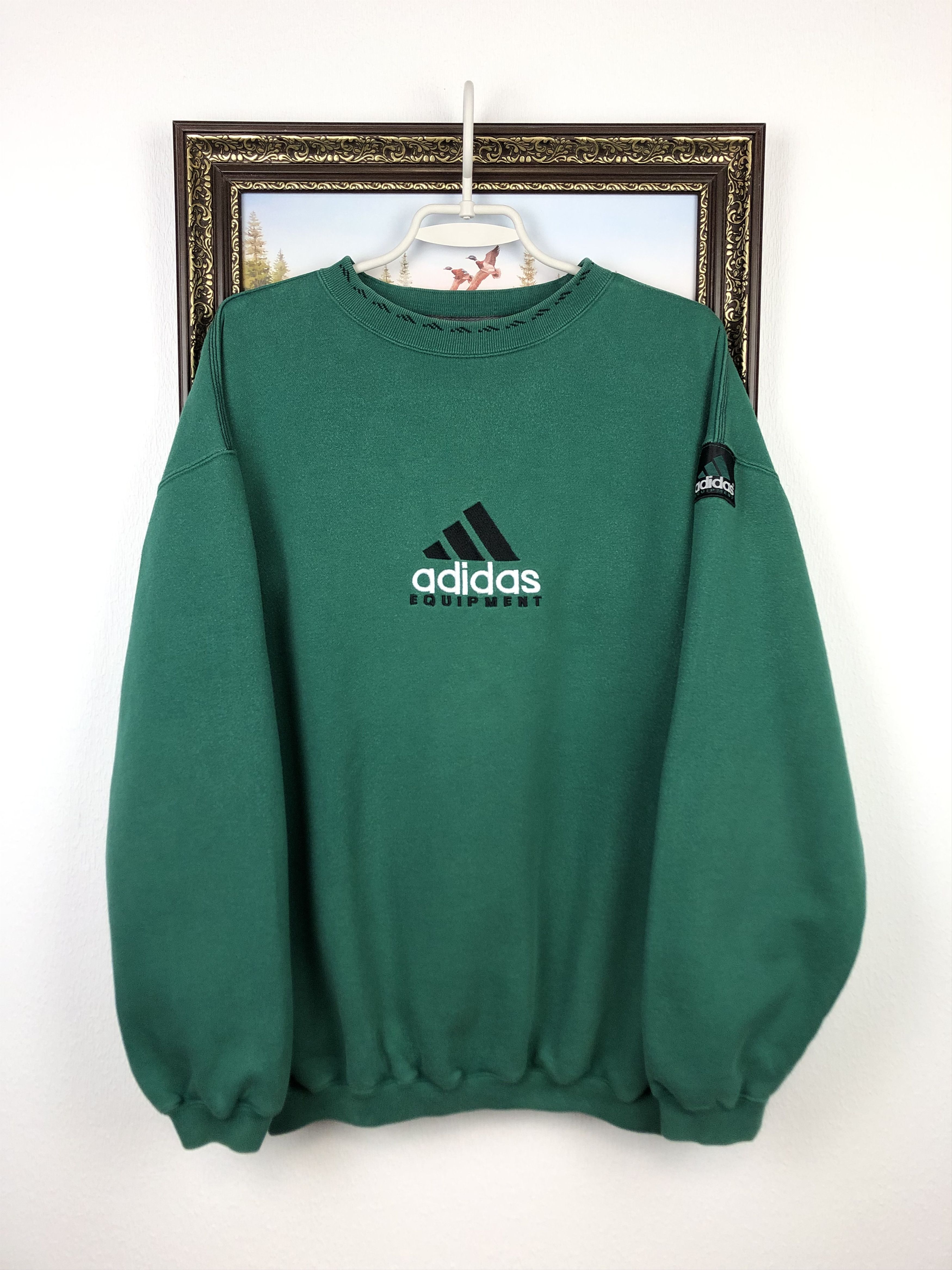 Vintage 90's Adidas Equipment Green Sweatshirt Mens Crewneck