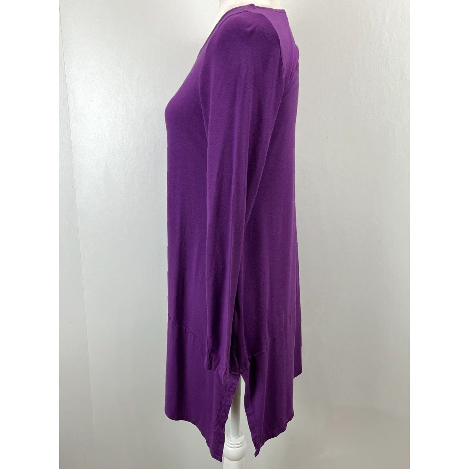Eileen Fisher VINTAGE EILEEN FISHER Jersey Tunic Shirt Women's Tunic Size S Asymmetrical Hem Long Sleeve Purple Size S / US 4 / IT 40 - 2 Thumbnail