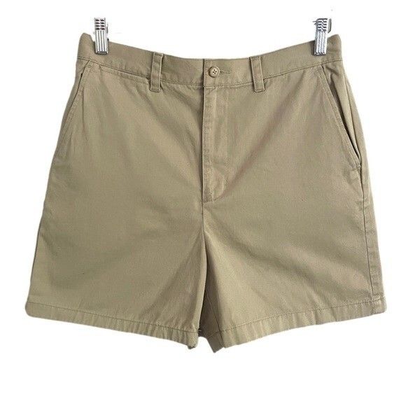 Vintage Vintage Khaki Beige High-rise Cotton Twill 4.5" Shorts - M Size 32" / US 10 / IT 46 - 2 Thumbnail