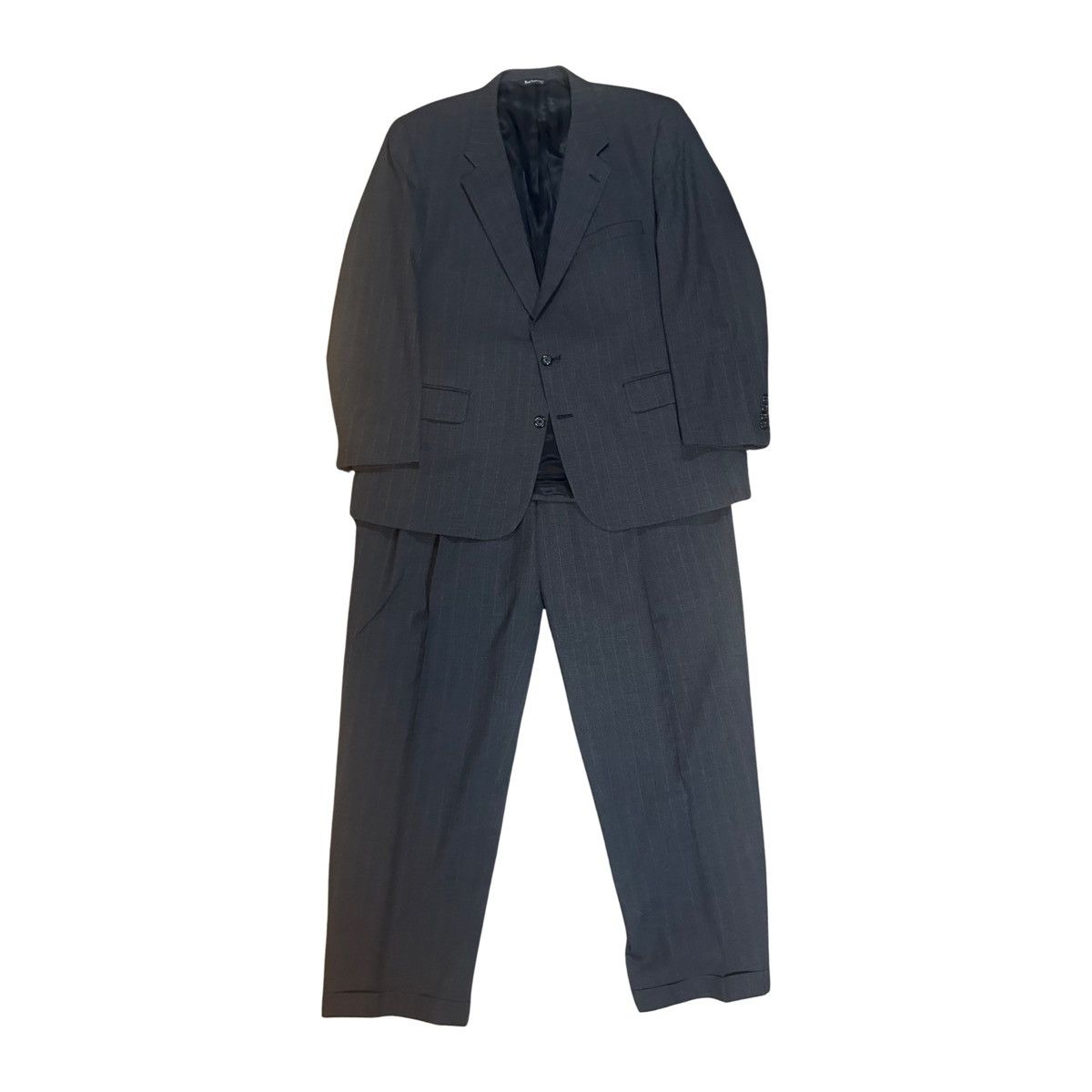 Burberry Burberrys Charcoal Gray Pinstripe 46R Suit Jacket 40x29 Size 46R - 1 Thumbnail
