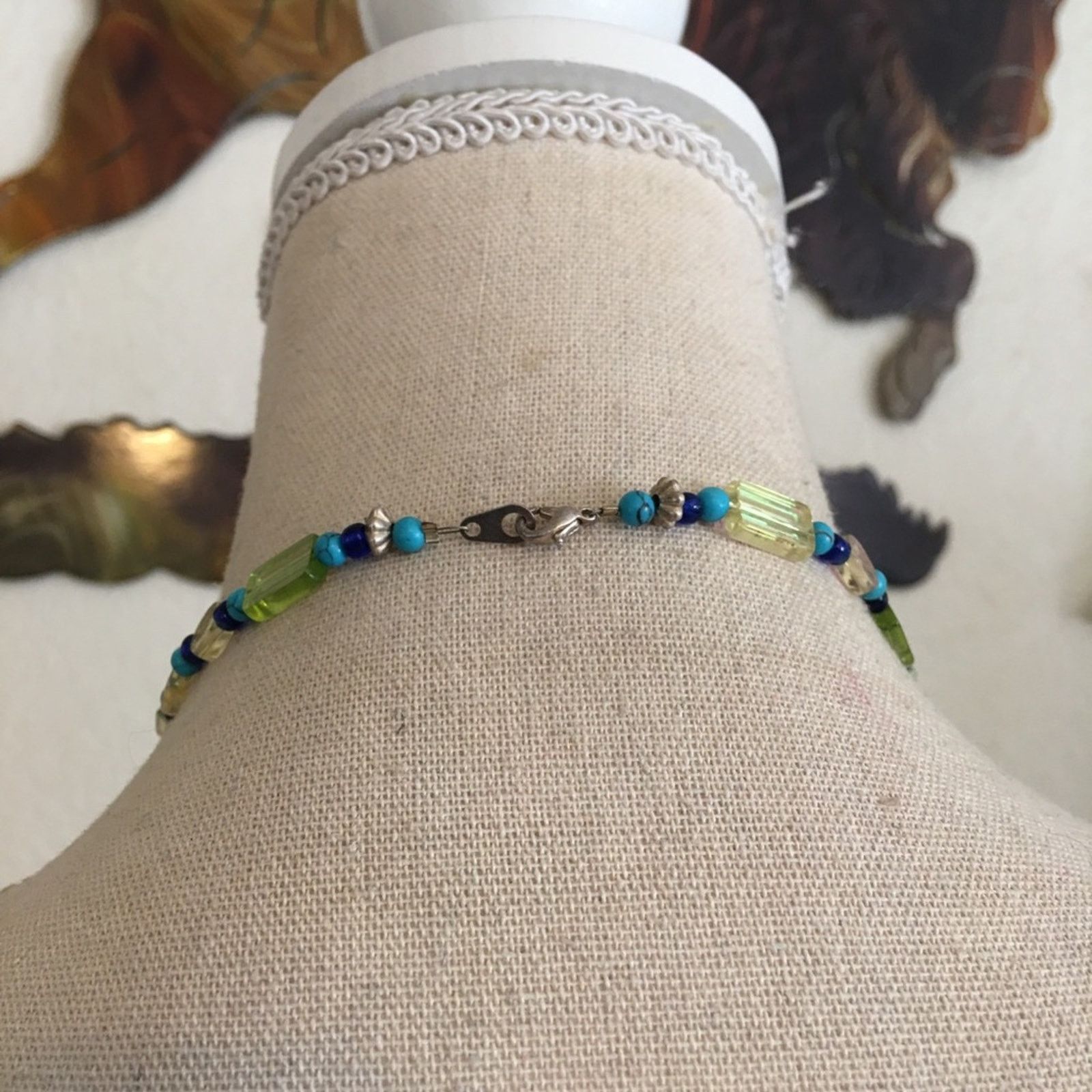 Handmade Handmade blue and lime glass necklace Size ONE SIZE - 5 Thumbnail