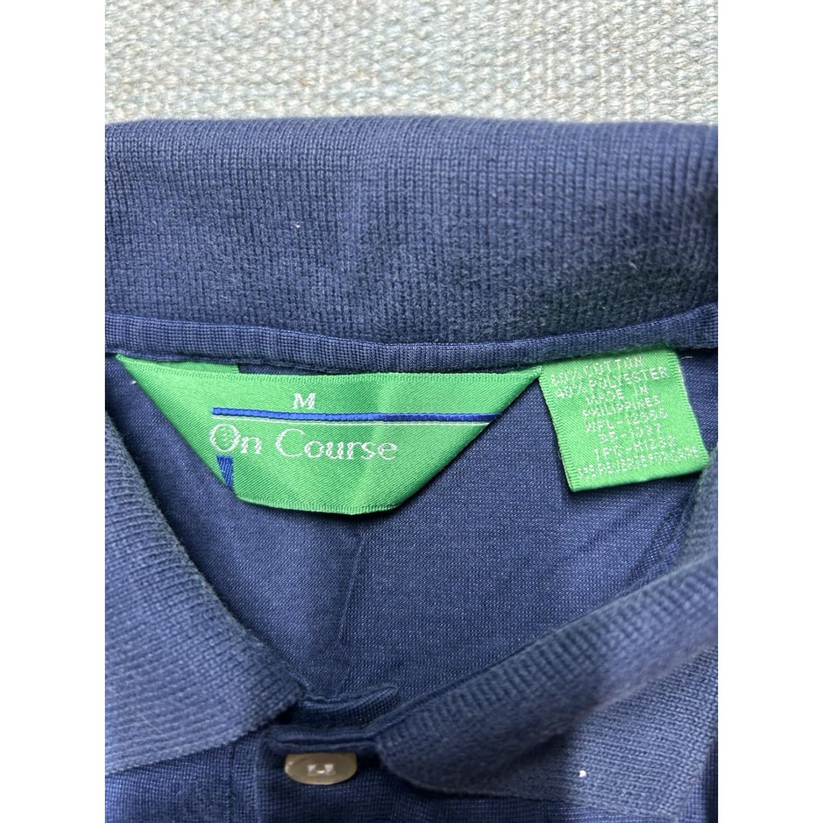 Vintage VINTAGE Polo Shirt Navy Blue 80s 90s Short Sleeve Blank Medium Men M Polyester Cotton Regular Blue Shirt Mens Size US M / EU 48-50 / 2 - 5 Thumbnail