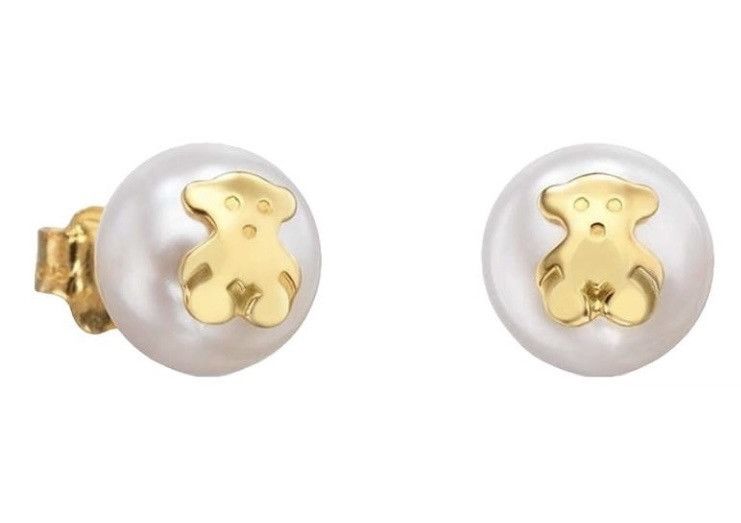 TOUS 18k yellow gold pearl earrings with tag Size ONE SIZE - 1 Thumbnail