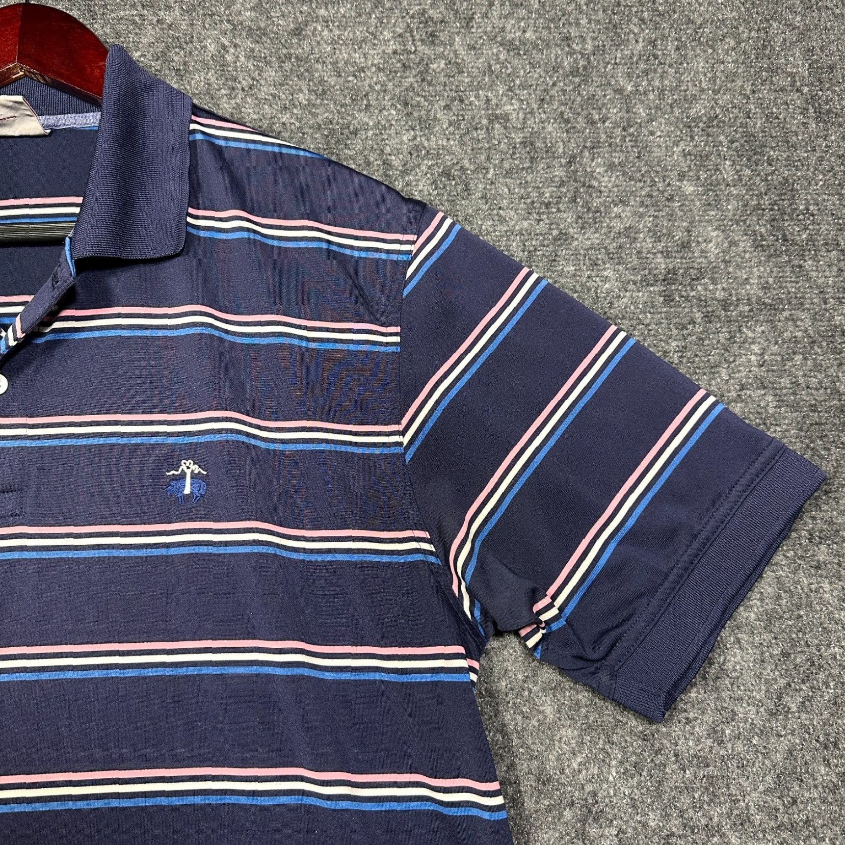 Brooks Brothers Brooks Brothers Performance Polo Mens M Short Sleeve Striped Blue Pink Shirt Modern Classic Polo Shirt Mens Size US M / EU 48-50 / 2 - 3 Thumbnail