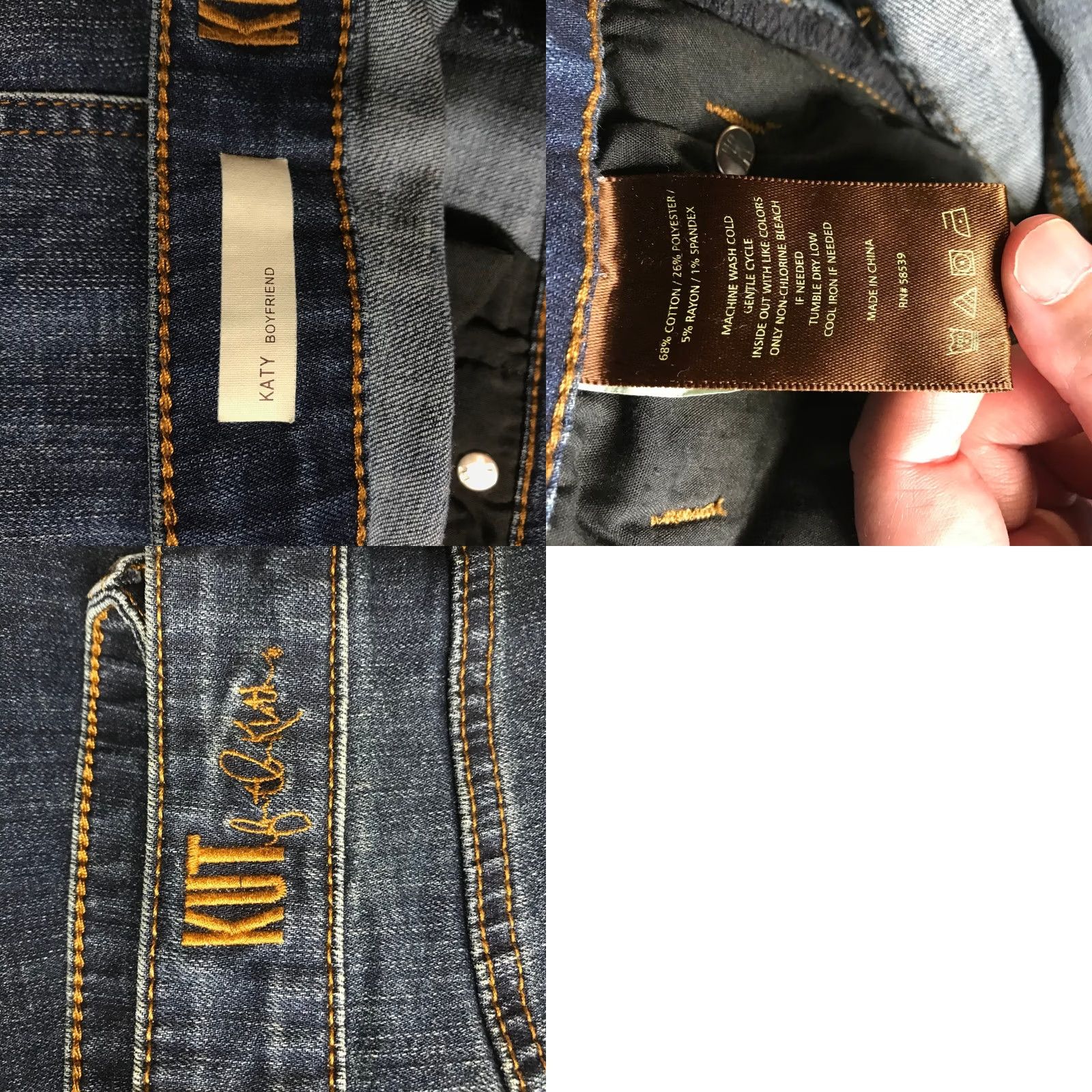 Vintage KUT from the Kloth Katy Boyfriend Jeans Dark Wash Slim Fit Denim Utility Size 27" / US 4 / IT 40 - 8 Thumbnail