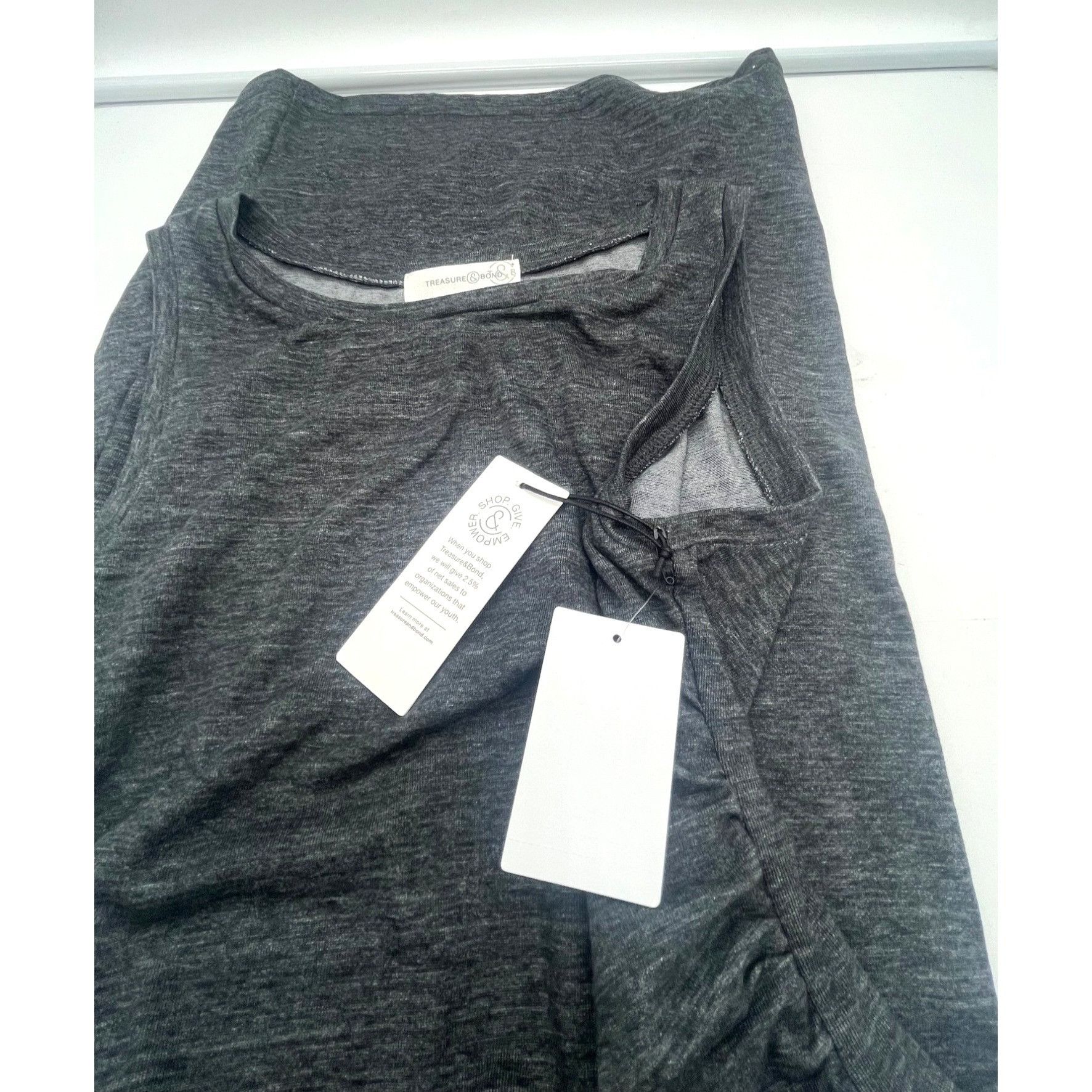 Treasure & Bond Treasure & Bond Ruched Side Sleeveless Dress Medium Charcoal Size XS / US 0-2 / IT 36-38 - 9 Thumbnail