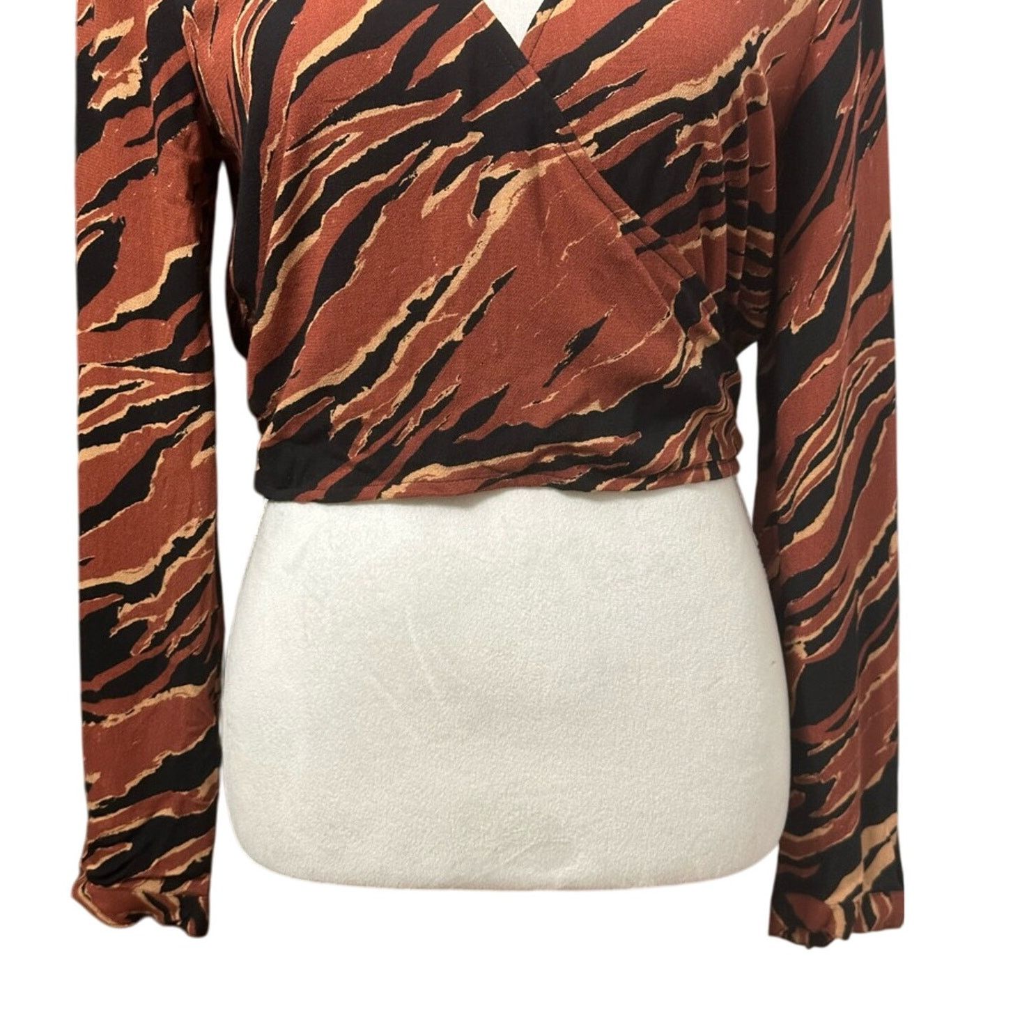 Other BP. Tiger Print Crop Top Ruched Waist Brown Women's S NWOT Size S / US 4 / IT 40 - 4 Thumbnail