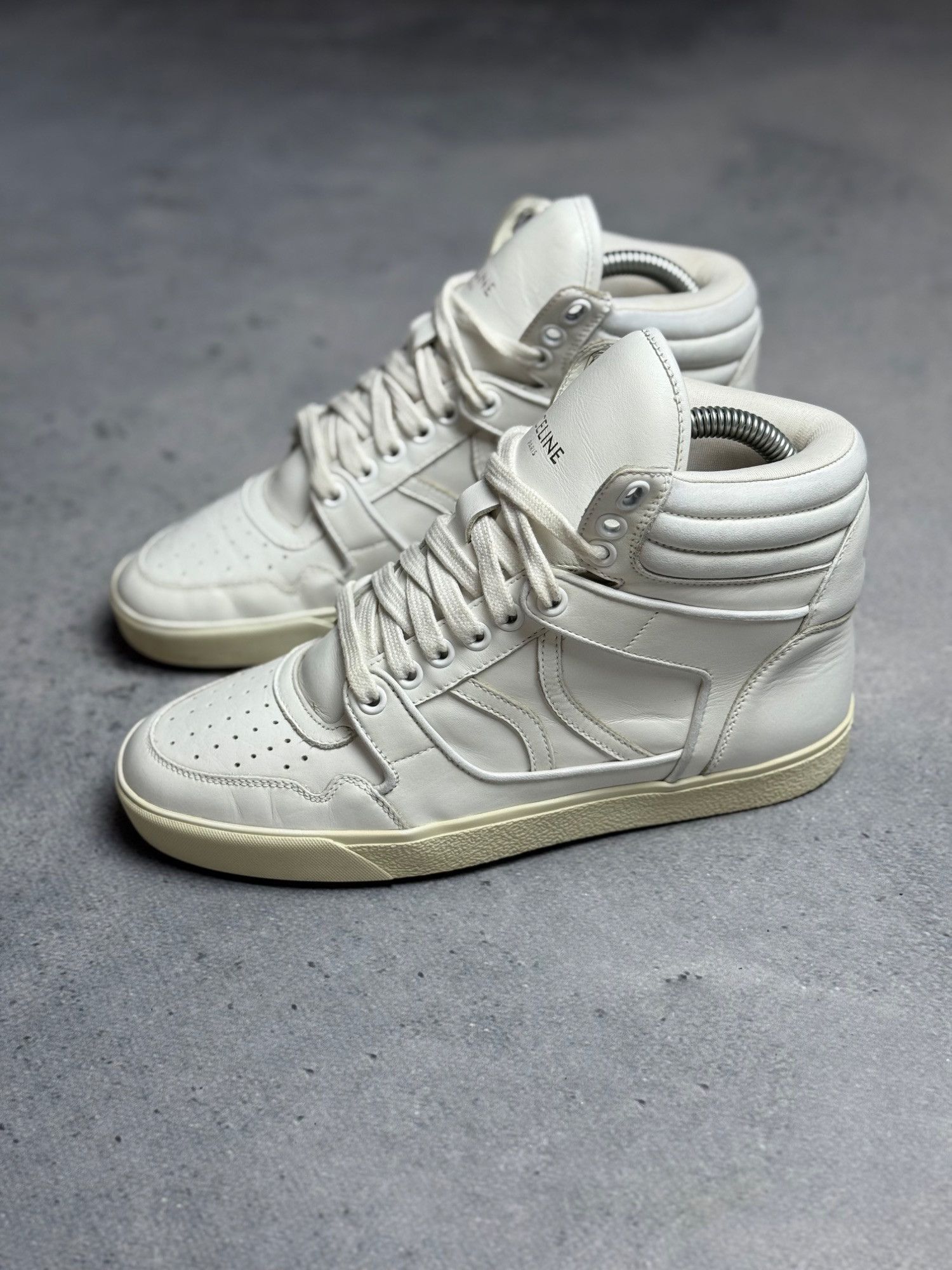 Celine Celine Break White Leather High-Top Sneakers Size 37 Luxury Size US 7 / IT 37 - 2 Thumbnail