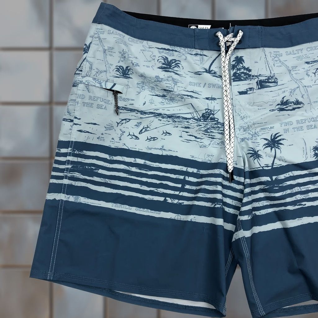 Vintage Salty Crew Board Shorts Men's 40 Blue Teal Map Print Quick Dry Surfing Beach Boating Size US 40 / EU 56 - 1 Thumbnail