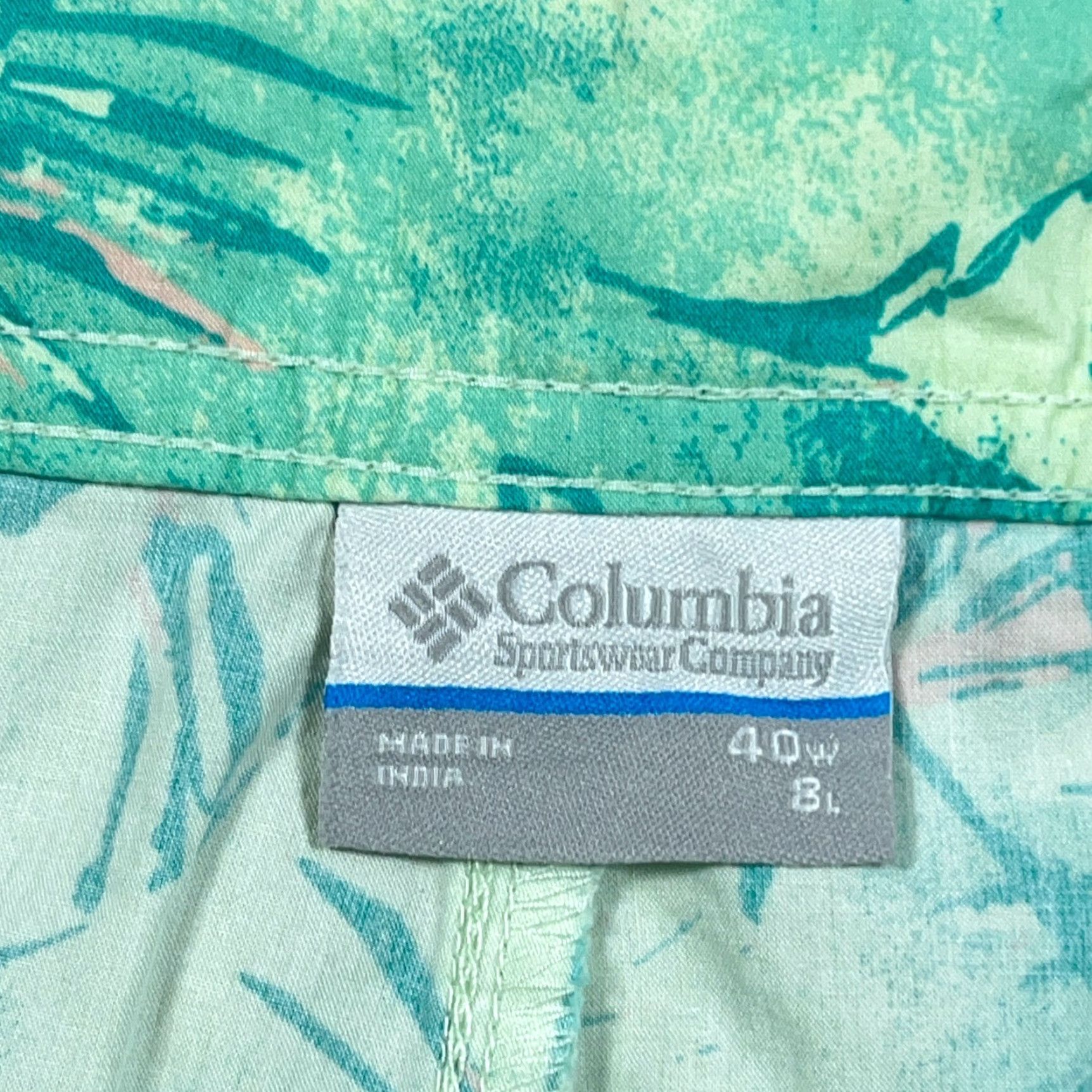 Vintage Columbia Shorts Men 40 Green Chino Palm Print Floral Washed Out Flat Front NEW Size US 40 / EU 56 - 4 Thumbnail