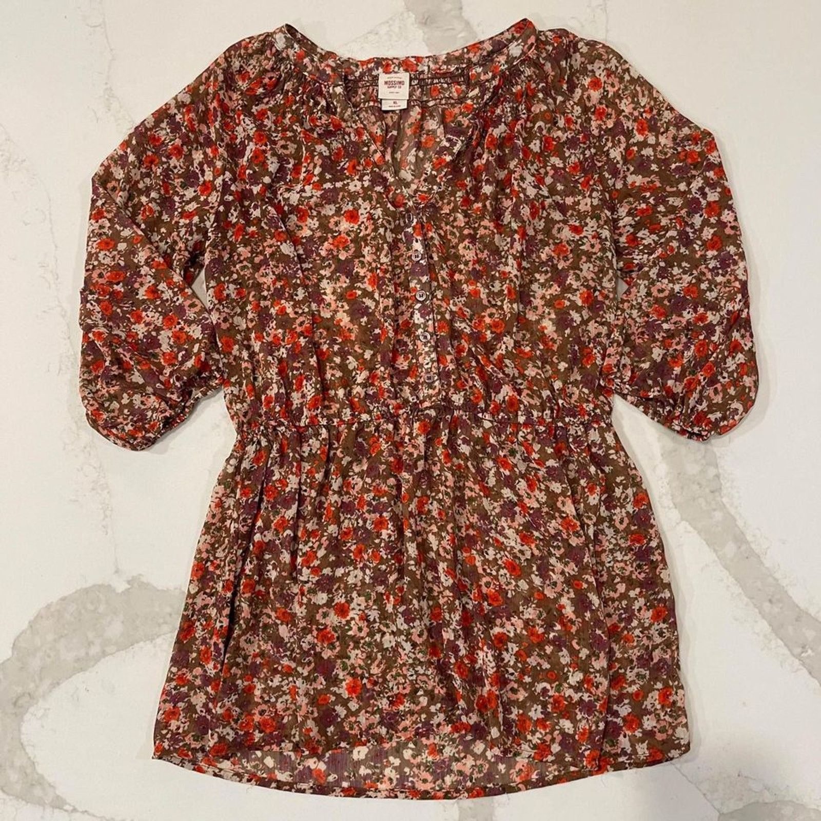 Mossimo Mossimo Sheer Floral Peasant Top Women's XL 3/4Sleeve Size XL / US 12-14 / IT 48-50 - 1 Thumbnail