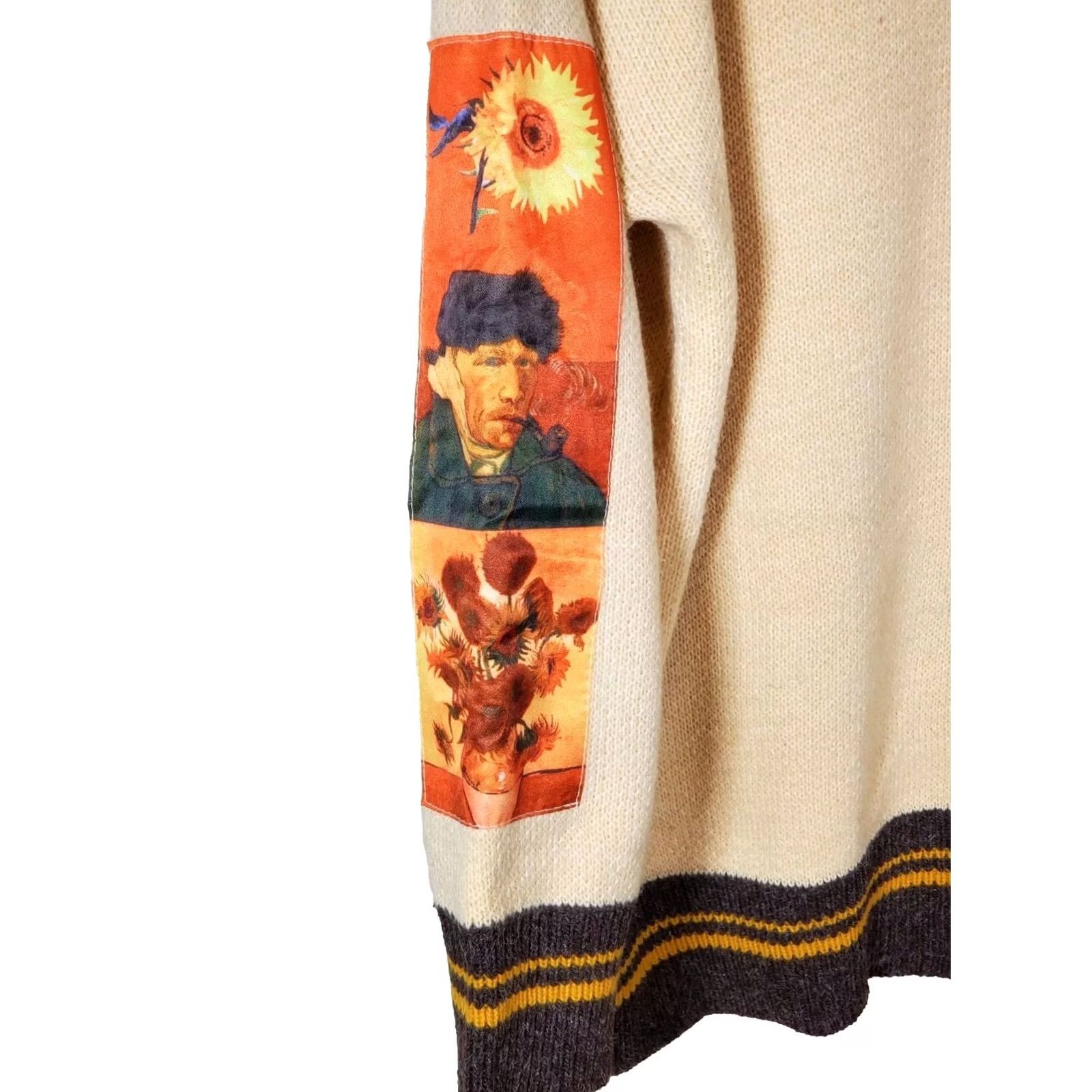 Vintage Aelfric Eden Sweater Pullover Beige M Van Gogh Sunflower & Self Portrait Men's Size US M / EU 48-50 / 2 - 5 Thumbnail