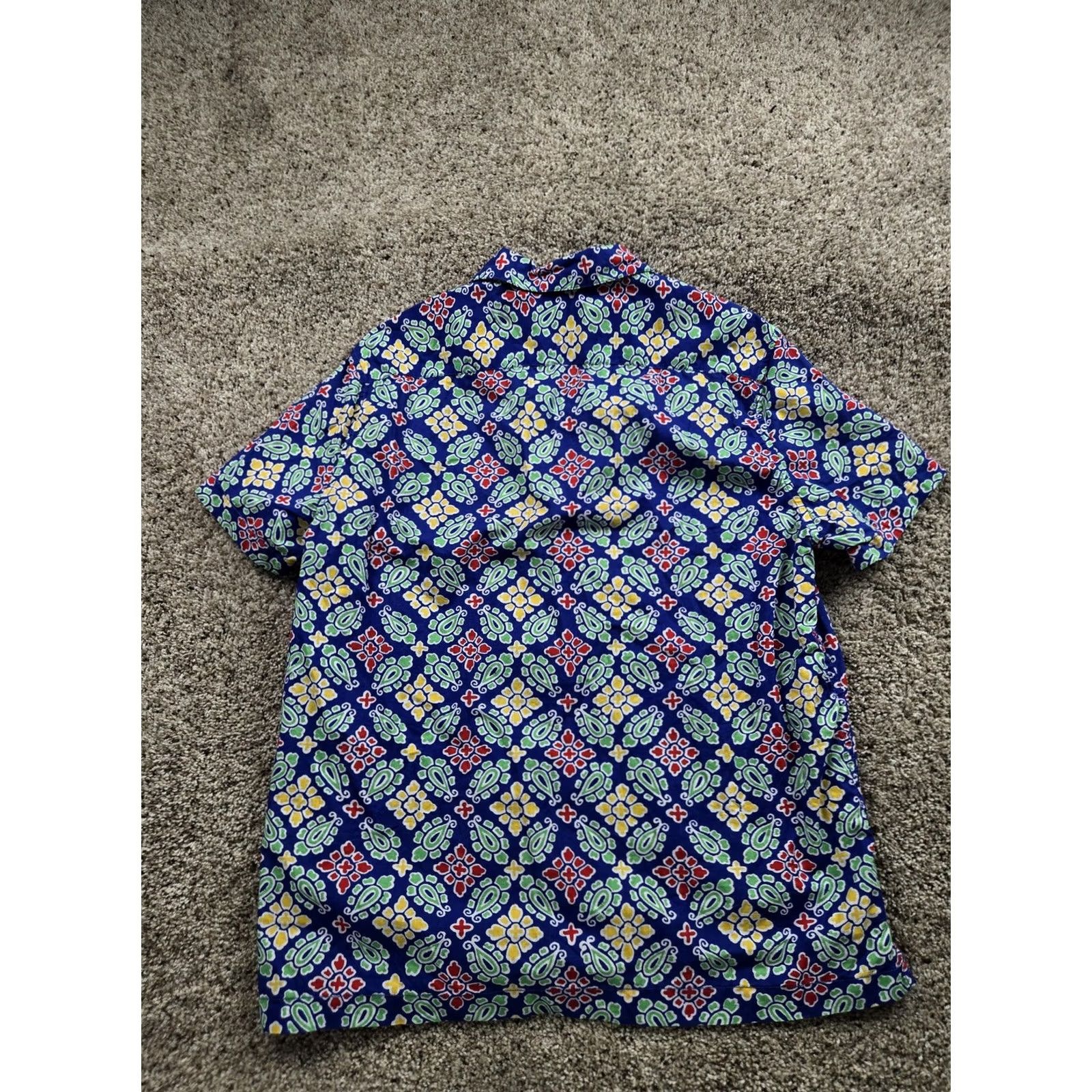 J.Crew J.Crew Shirt Mens Large Blue Multi Camp Collar Short Sleeve Button Up Size US L / EU 52-54 / 3 - 6 Thumbnail