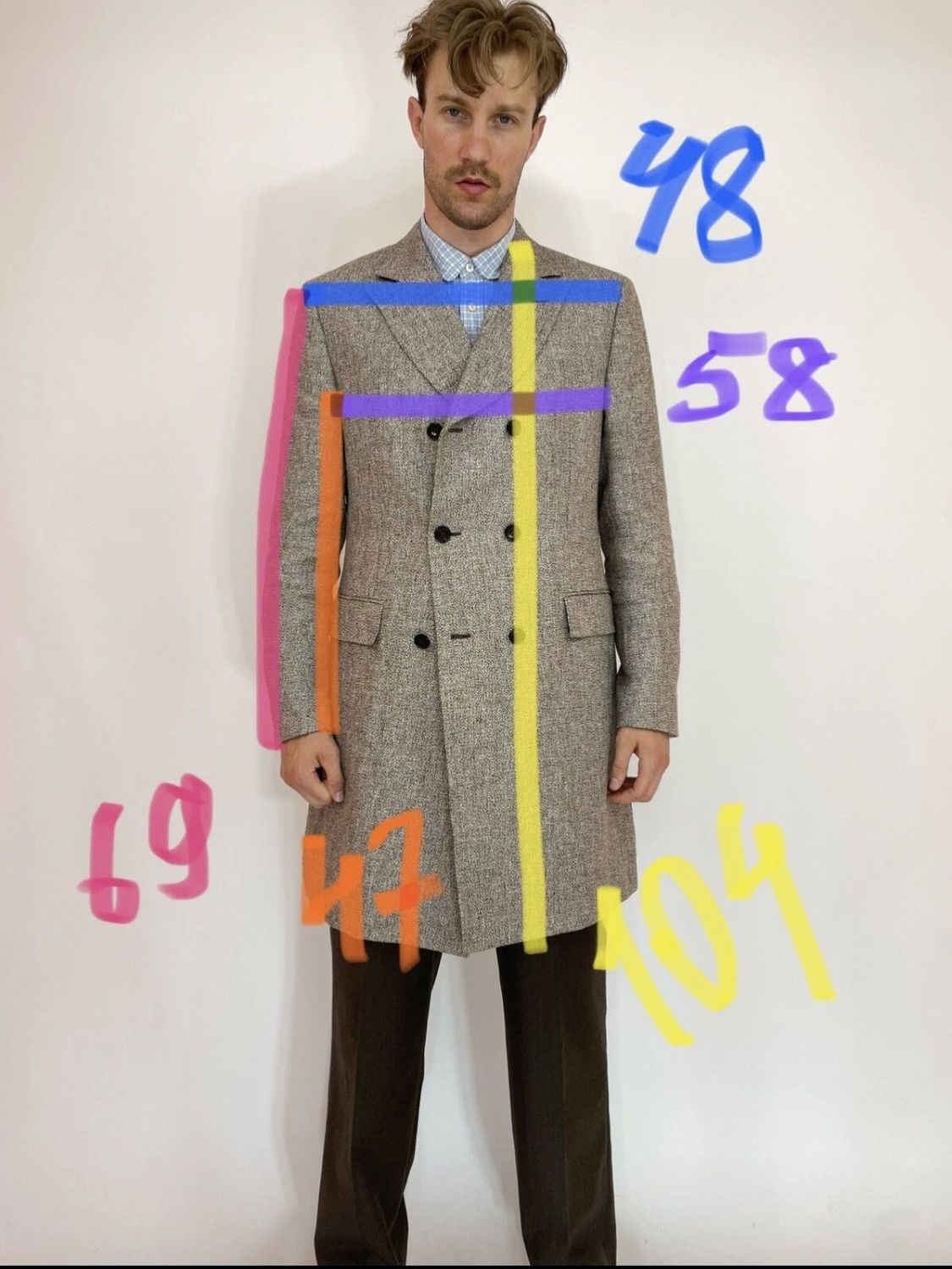 Suitsupply Suitsupply Linen Brown double-breasted coat Mens size 44L Size US XL / EU 56 / 4 - 14 Thumbnail
