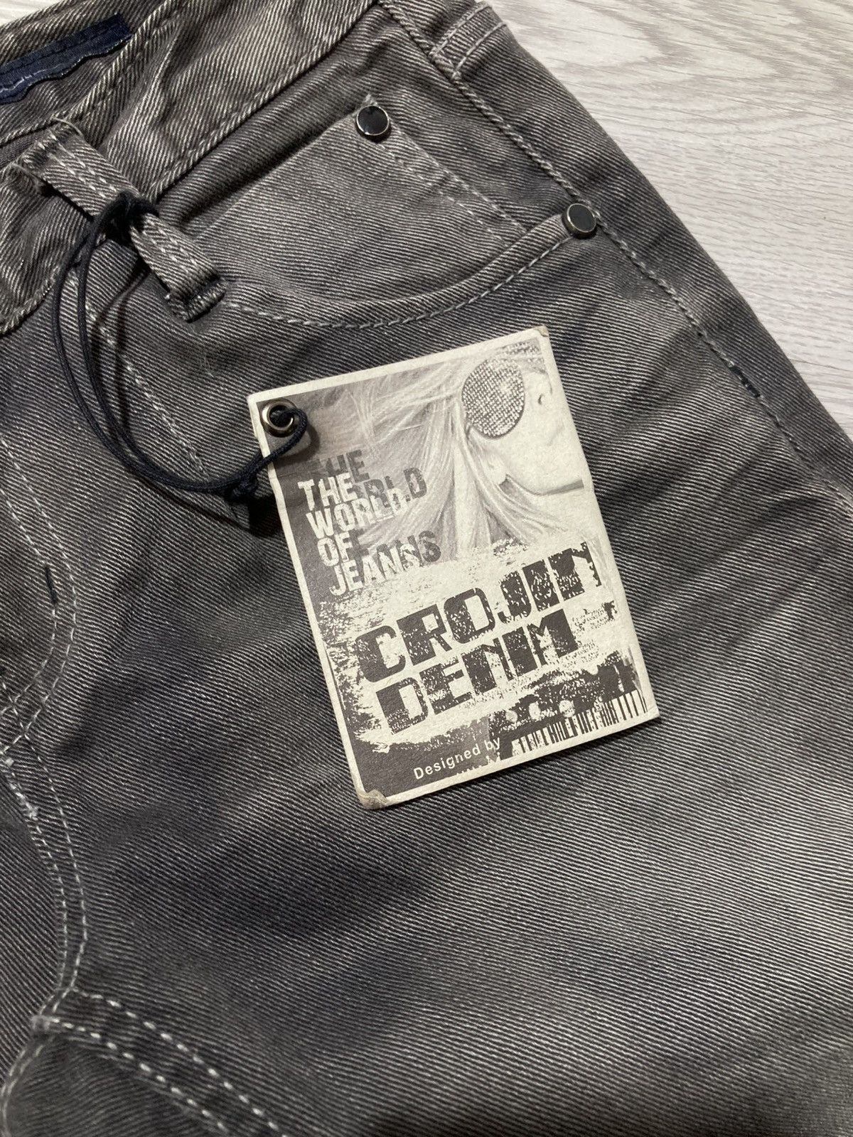 Tornado Mart 2000s Crown Denim Ripped Clawmark Denim Jeans Punk Gothic Size US 27 - 18 Thumbnail