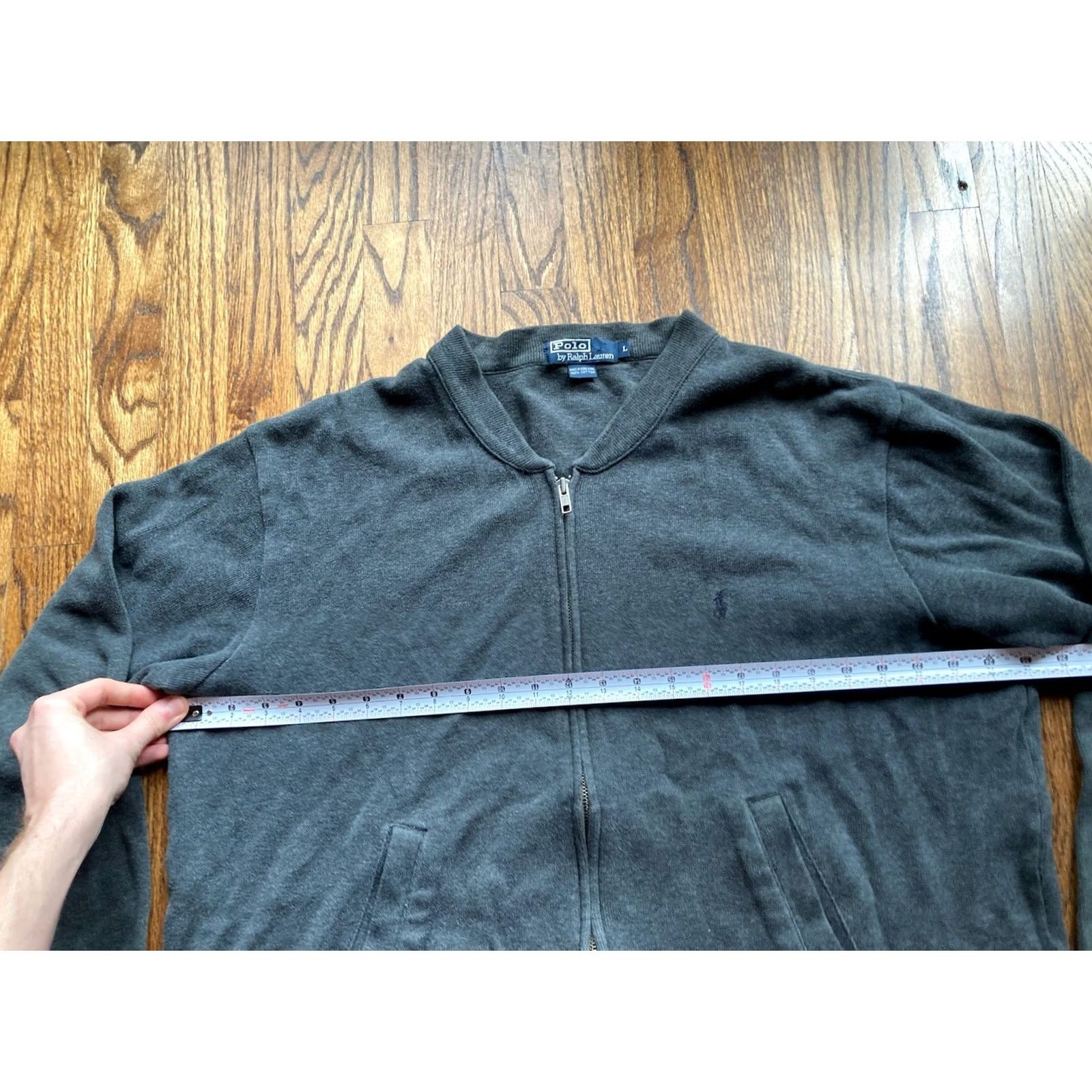 Polo Ralph Lauren Vintage Polo Ralph Lauren Jacket Mens Large Gray Cardigan Pony Cotton Knit Zip Full Size US L / EU 52-54 / 3 - 7 Thumbnail
