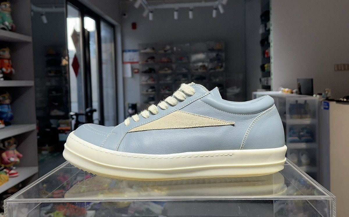 Rick Owens RICK OWENS Mainline Haze Blue Calfskin Low-Top Sneakers Size US 8.5 / EU 41-42 - 4 Thumbnail