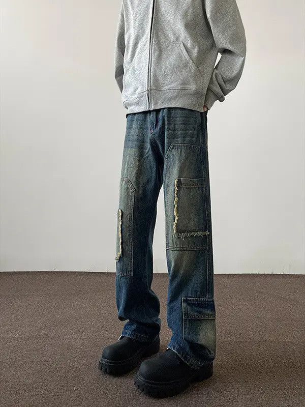Japanese Brand Retro loose washed pocket jeans Size US 32 / EU 48 - 2 Thumbnail