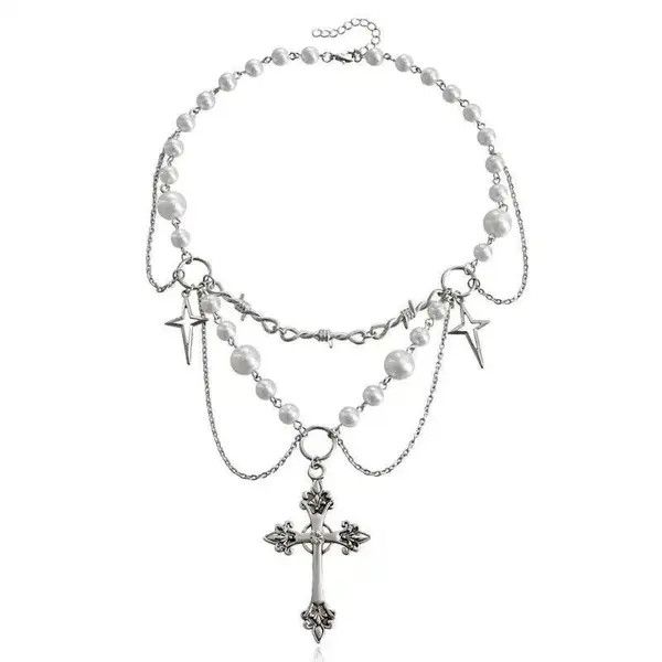 Vintage Victorian Gothic Cross Rosary Necklace Size ONE SIZE - 4 Thumbnail