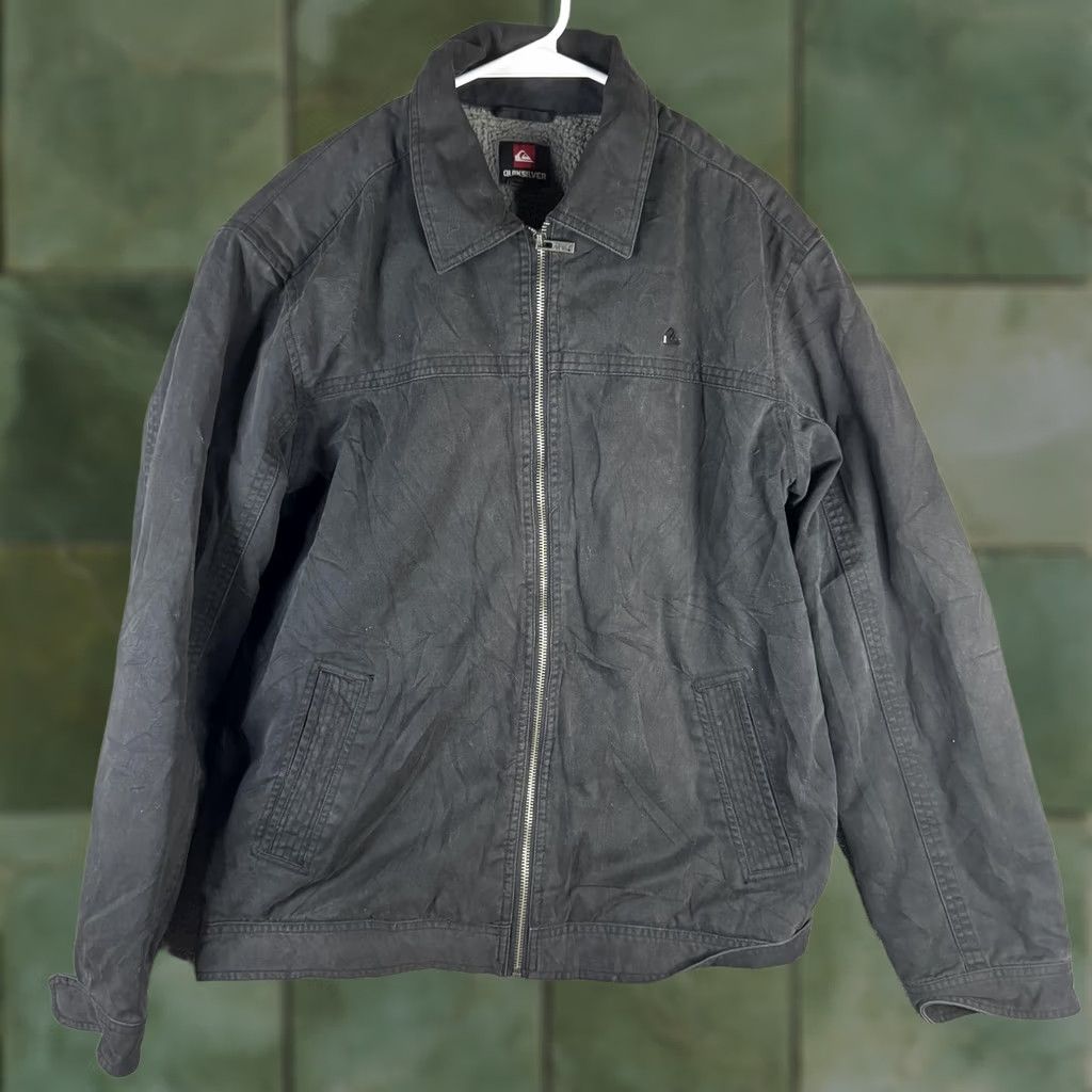 Quiksilver Quiksilver Jacket Mens L Gray Canvas Sherpa Lined Full Zip Bomber Warm H106787 Size US L / EU 52-54 / 3 - 1 Thumbnail