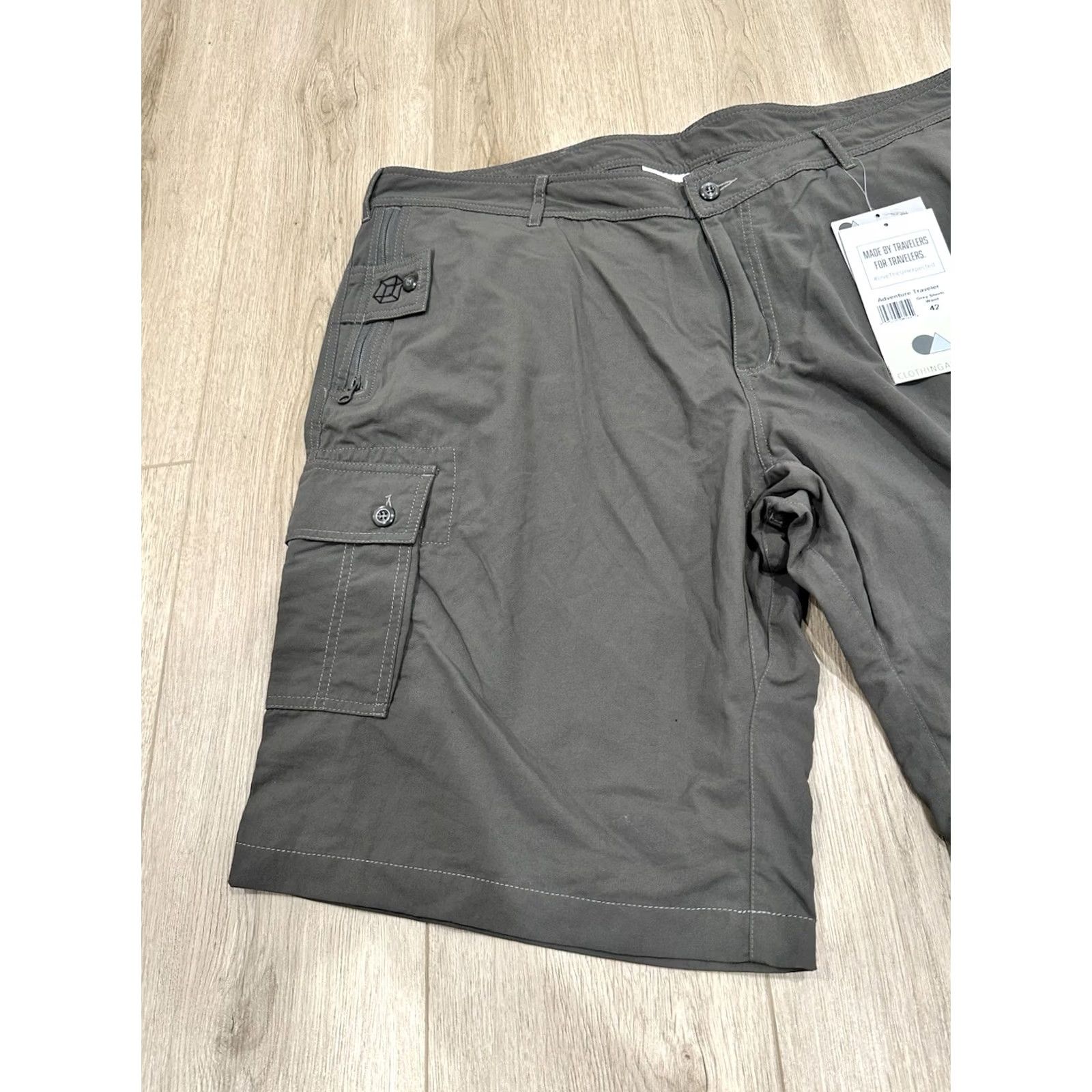 Vintage NWT P^Cubed Cargo Shorts Grey 42 Men Nylon Front Pockets Flat Front Casual Travel 11in Inseam Size US 42 / EU 58 - 3 Thumbnail