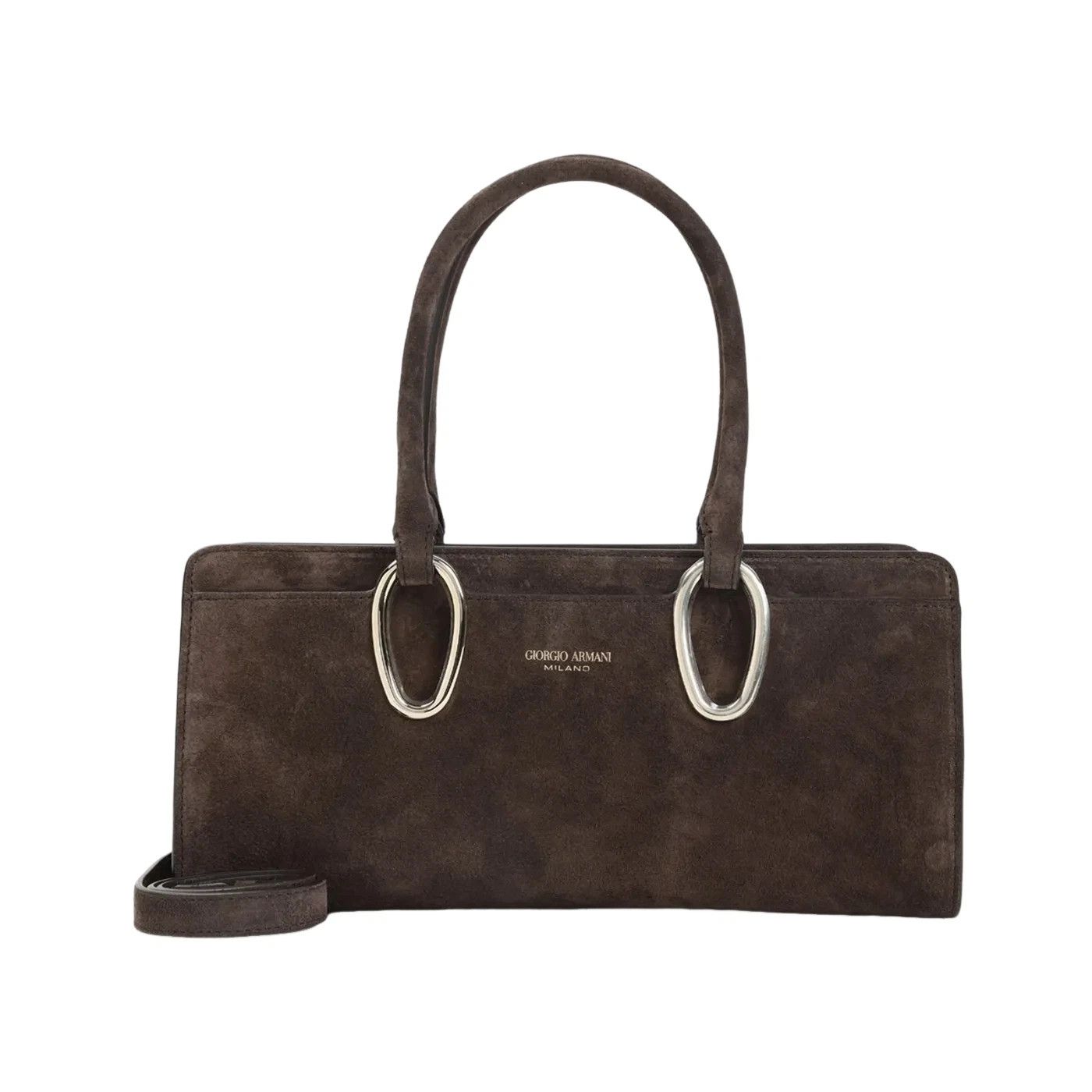 GIORGIO ARMANI Choc Suede Top Handle Bag New Auth