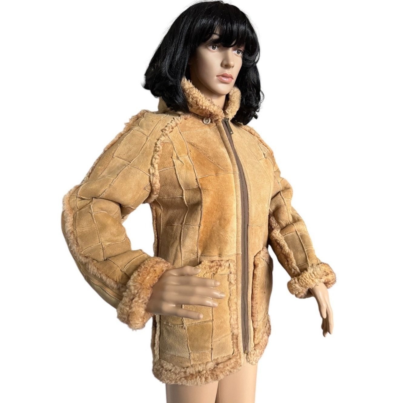 Vintage 70s Unbranded Patchwork Shearling Hooded Reversable Coat S Size S / US 4 / IT 40 - 9 Thumbnail