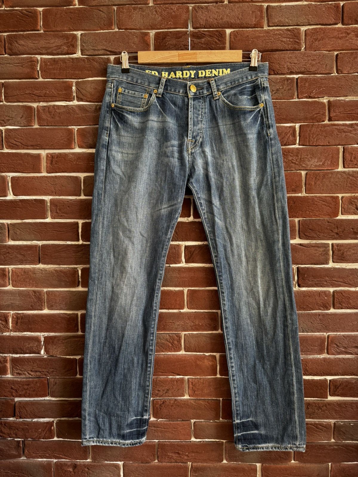 Ed Hardy Rare Vintage Ed Hardy Cross Logo Denim Drip Pants Y2K 00s Size US 32 / EU 48 - 2 Thumbnail