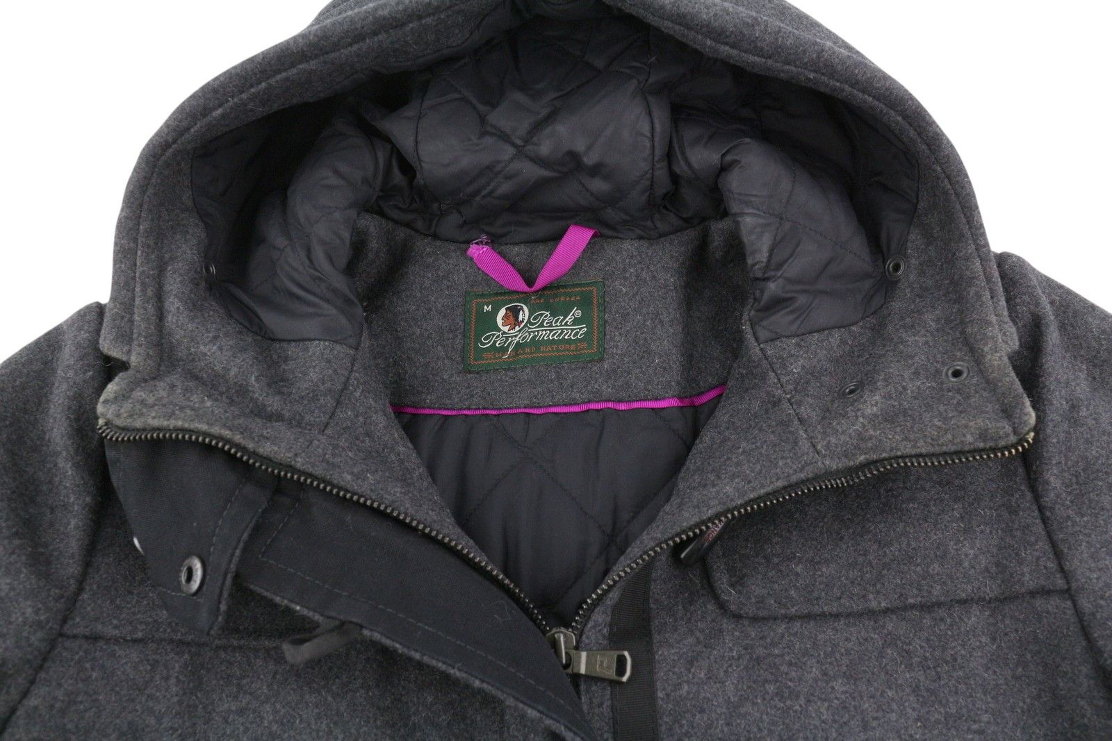 Peak Performance DUFFLE M Melange Grey Wool Blend Toggles Hooded Coat 86465 Size M / US 6-8 / IT 42-44 - 5 Thumbnail