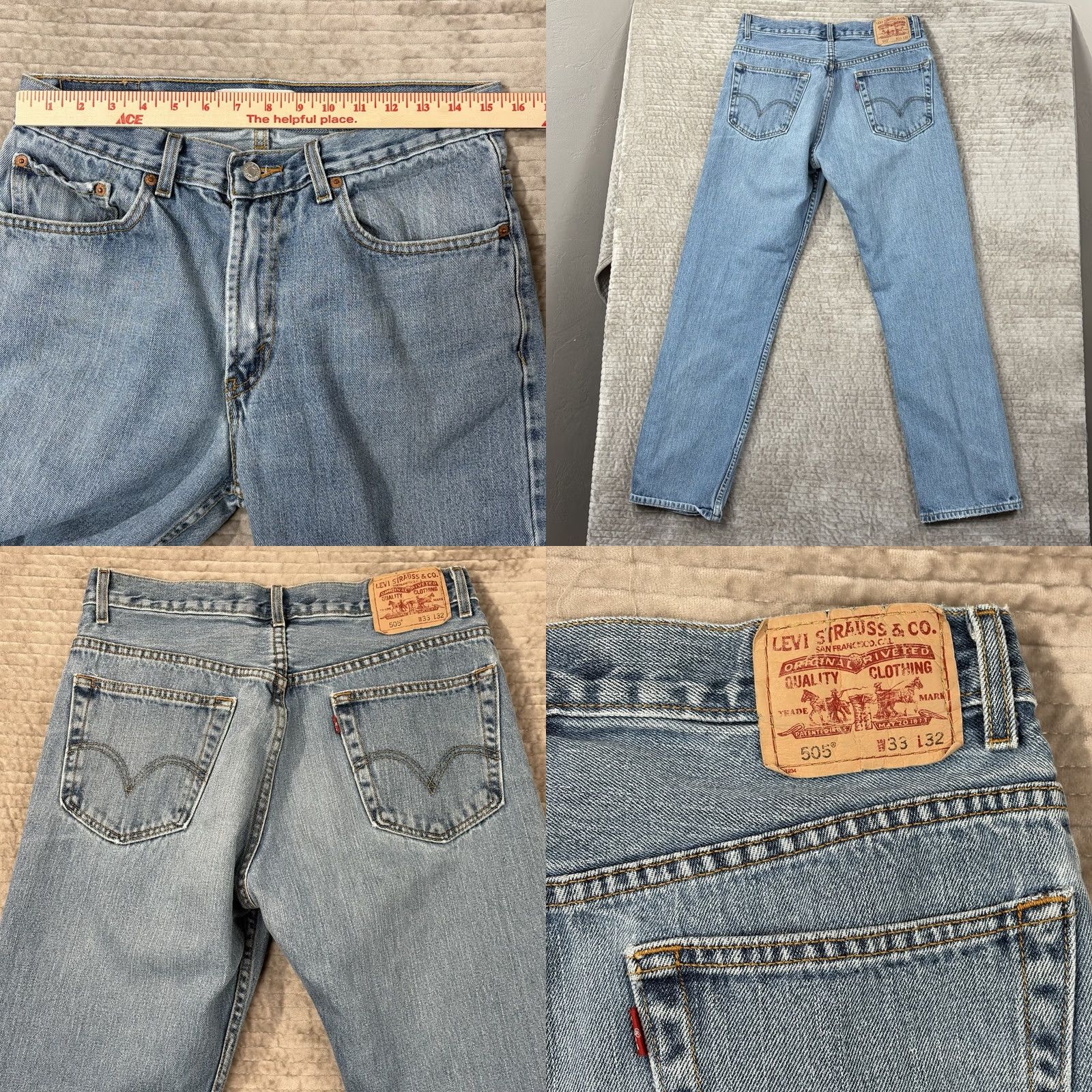 Levi's VINTAGE Levi’s 505 Jeans Men’s 33x32 Regular Blue Denim Size US 33 - 8 Thumbnail