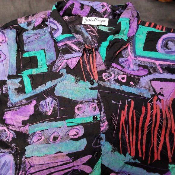 Vintage Vintage Jeri Marque Abstract Strokes Button Shirt Size XL / US 12-14 / IT 48-50 - 1 Thumbnail