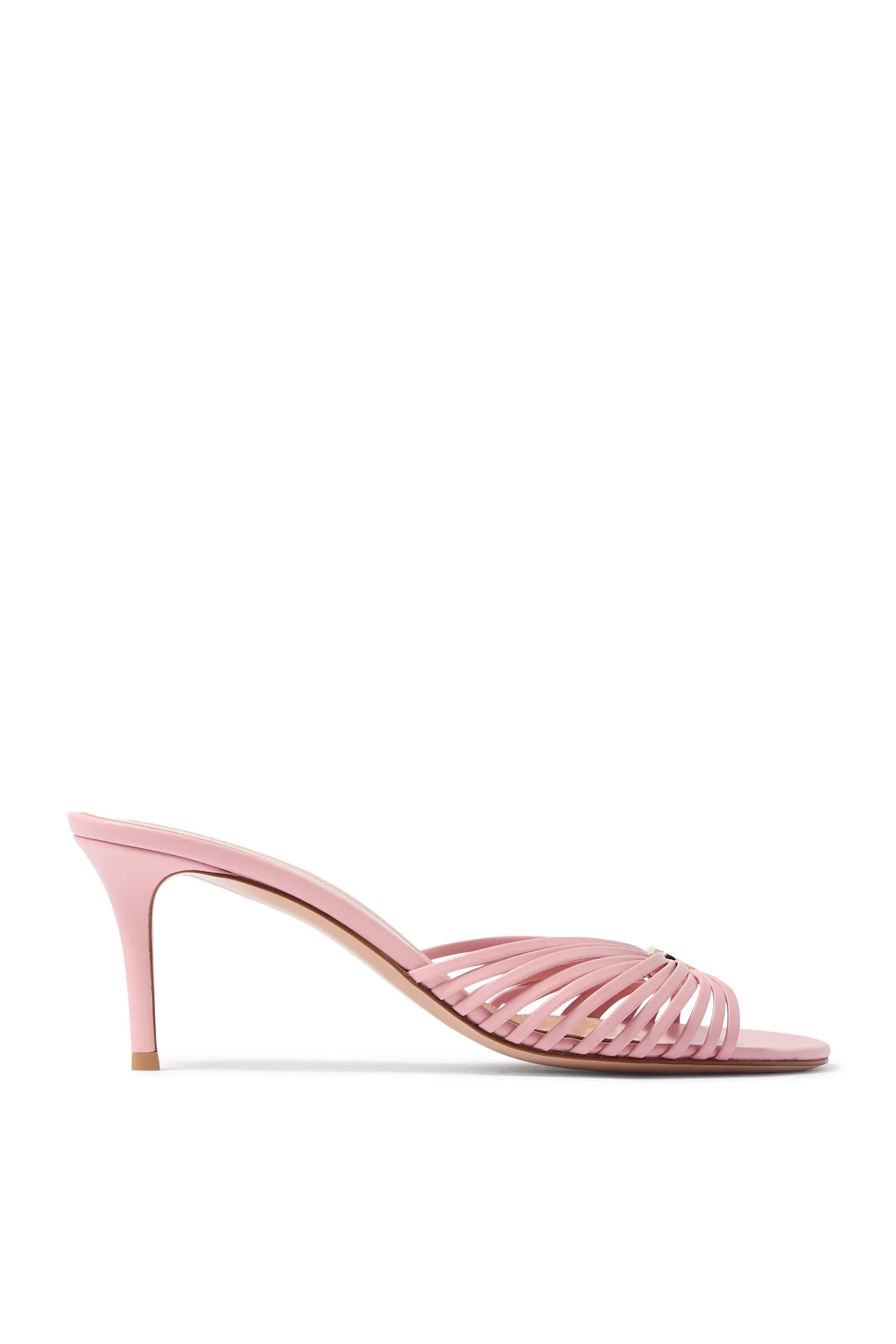 Gianvito Rossi os11x0126 Vyna 70 Mules in Pink Size US 7 / IT 37 - 1 Thumbnail