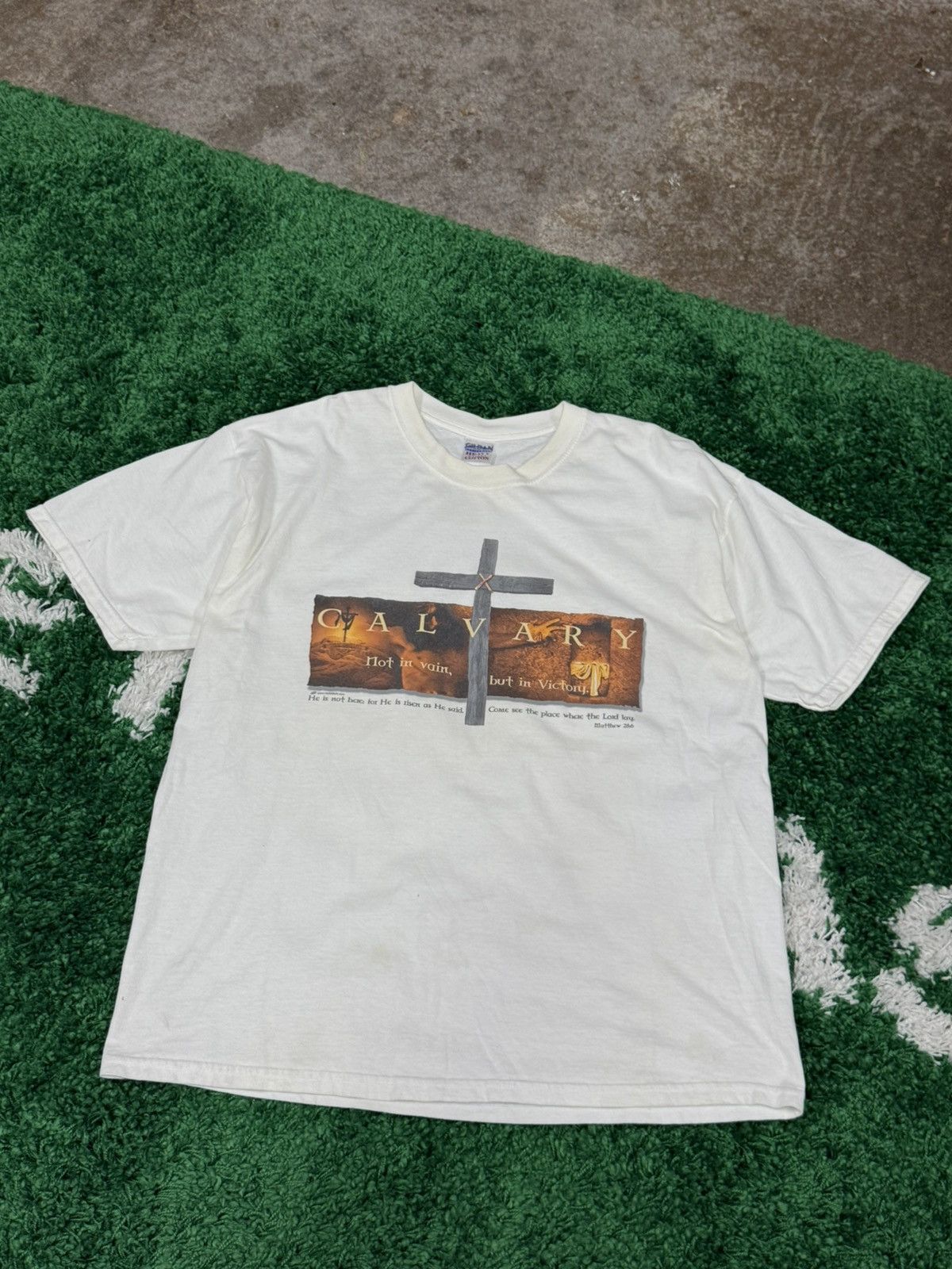 Vintage Vintage Gildan Calvary Cross Christ Church Logo White Tee XL Size US XL / EU 56 / 4 - 1 Thumbnail