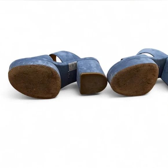 Chloe Chloe Odina Blue Suede Platform Sandals Size US 5 / IT 35 - 3 Thumbnail