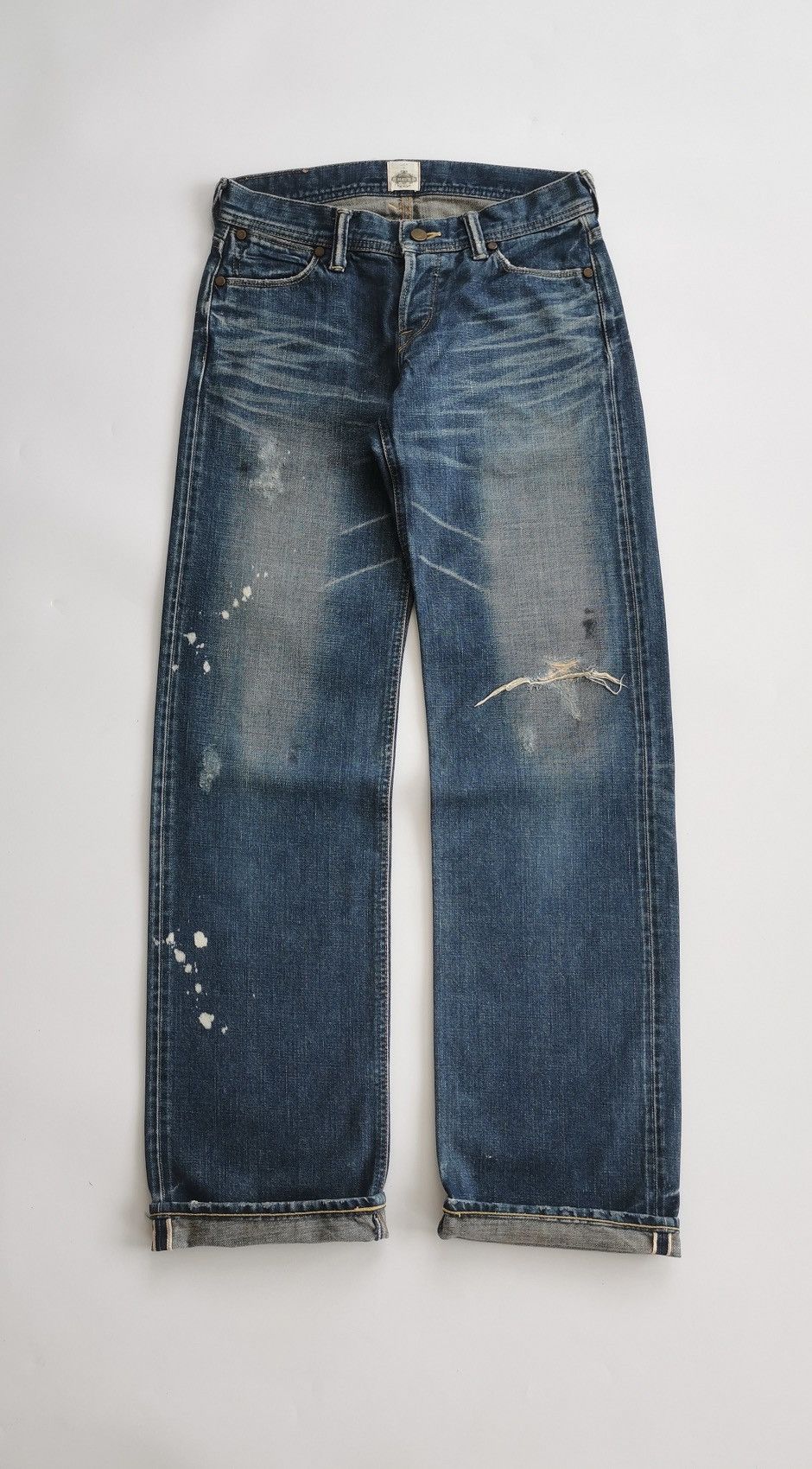 Japanese Brand Selvedge Luxluft Nave Japan Distressed Bleach Platter Jeans Size US 28 / EU 44 - 2 Thumbnail