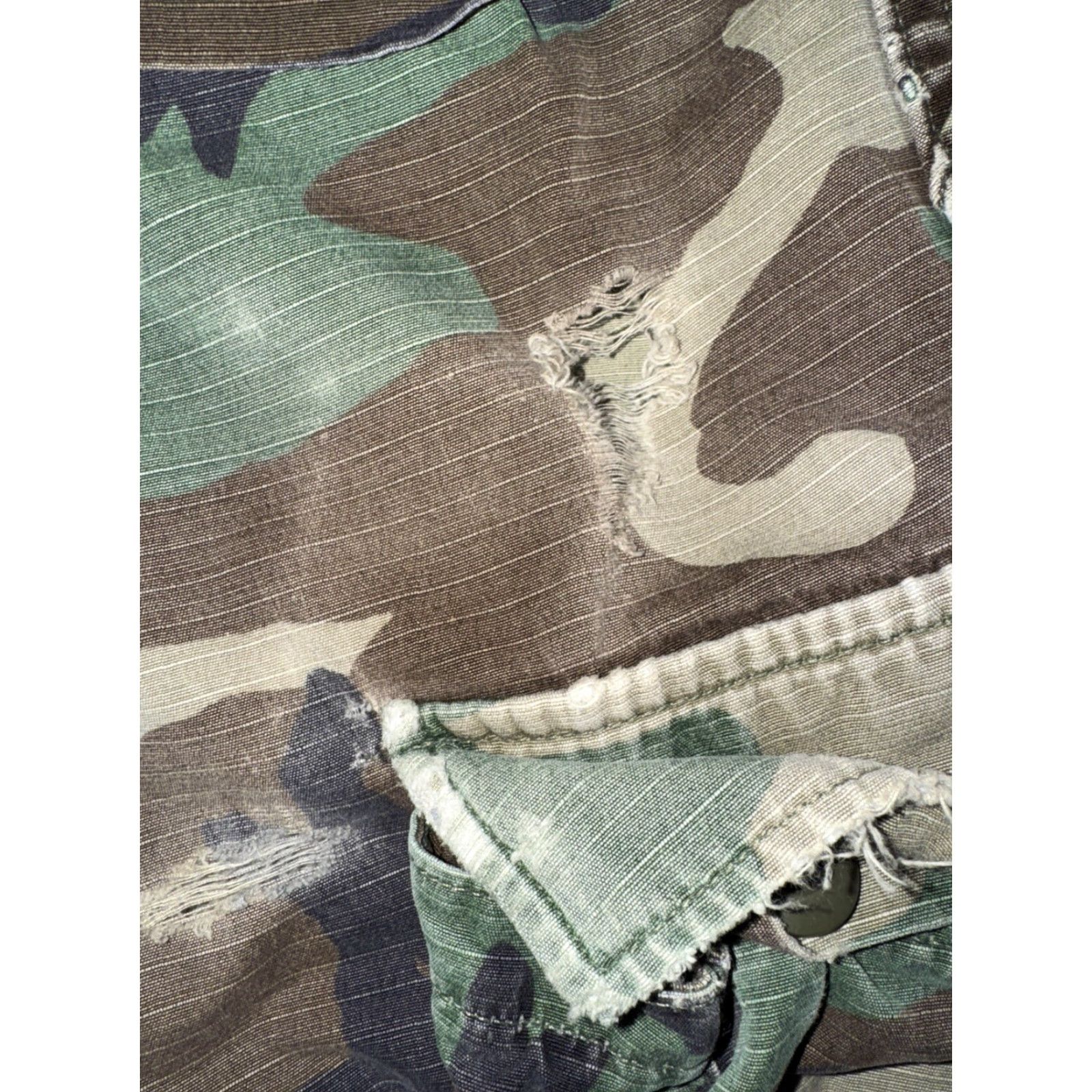 AMO Military Camo Cargo Pants Green 32x28 Distressed Tactical Double Knew Men Size US 32 / EU 48 - 3 Thumbnail