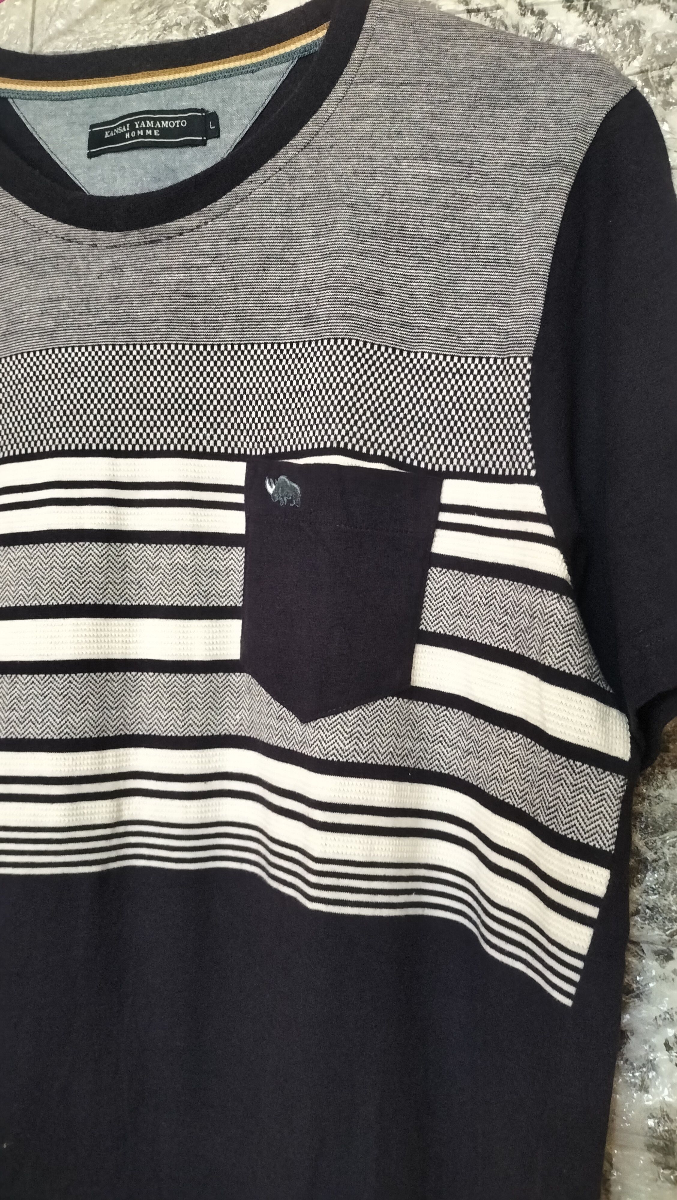 Japanese Brand Vintage Kansai Yamamoto pocket stripes menswear fashion Size US L / EU 52-54 / 3 - 3 Thumbnail