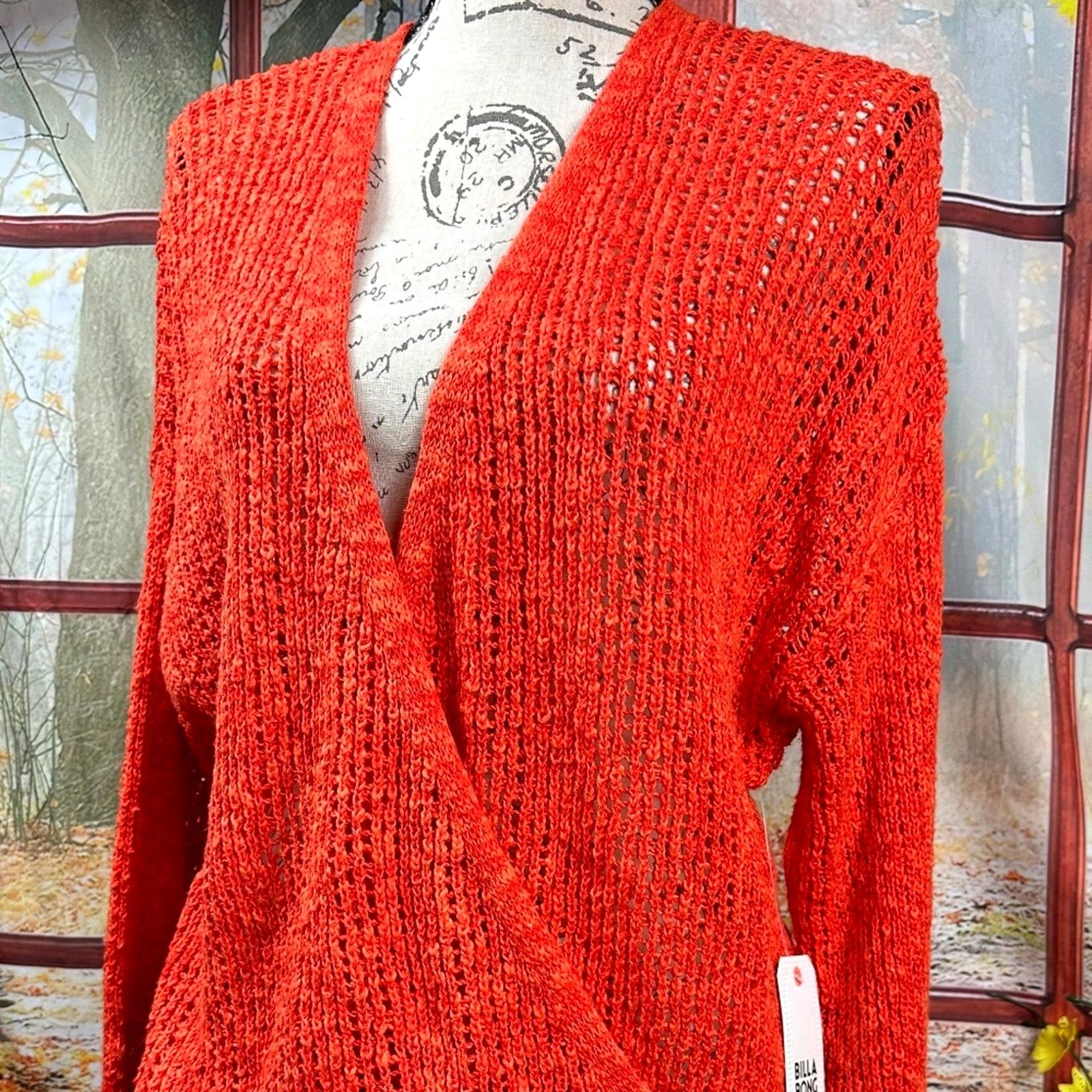 Billabong Billabong Sweet Bliss Loose Knit Wrap Sweater Red Orange L Size L / US 10 / IT 46 - 9 Thumbnail