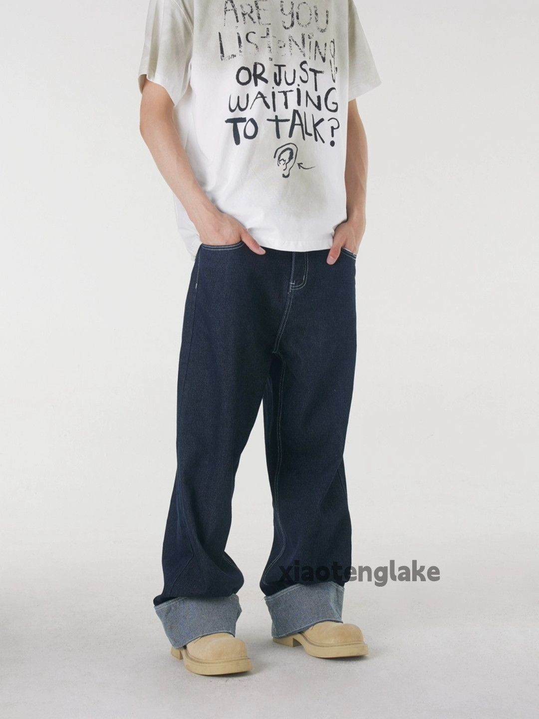 Designer × Jean × Vintage retro utility patch skate hiphop loose baggy jeans Size US 34 / EU 50 - 6 Thumbnail